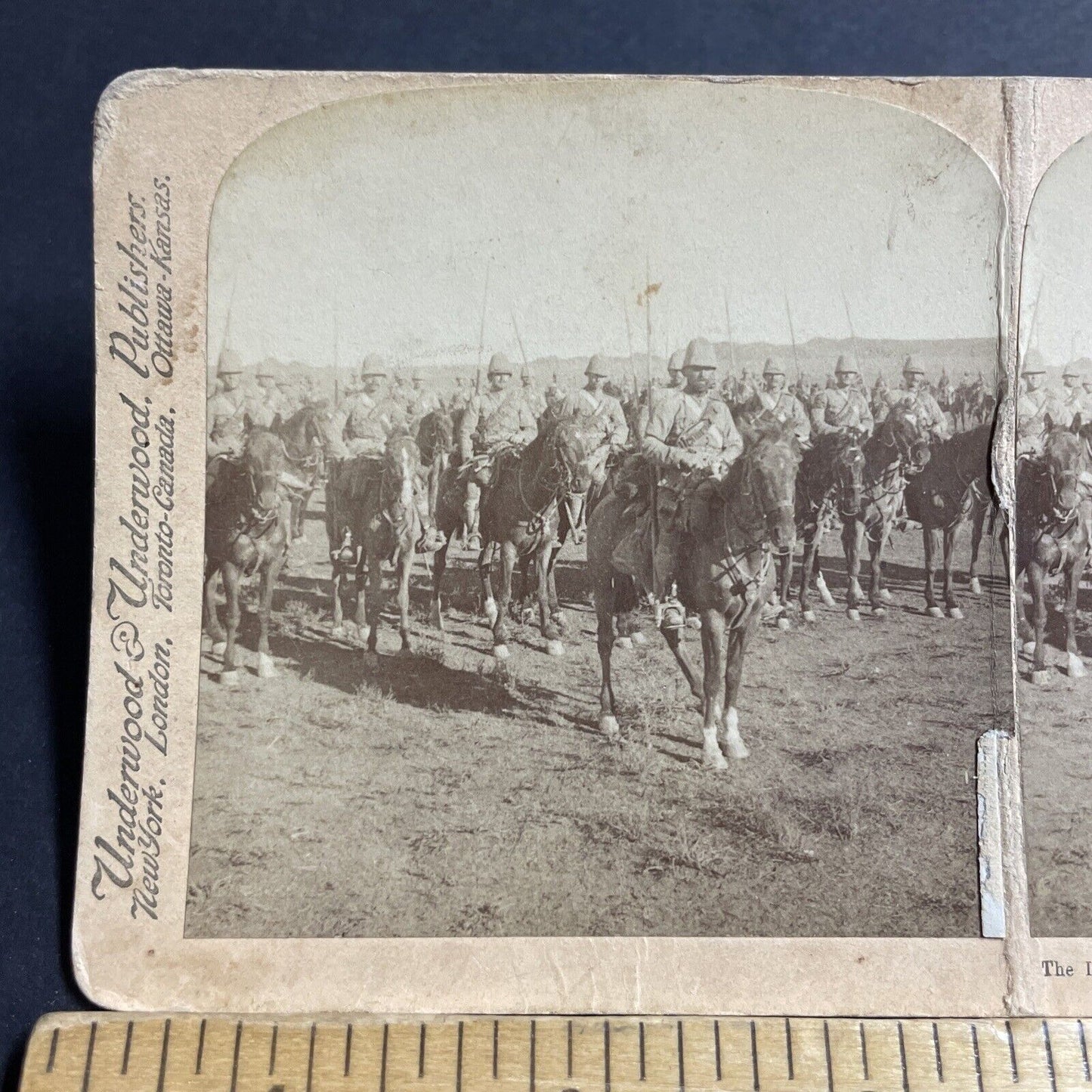 Antique 1900 Boer War Dragoons Cavalry South Africa Stereoview Photo Card P5542