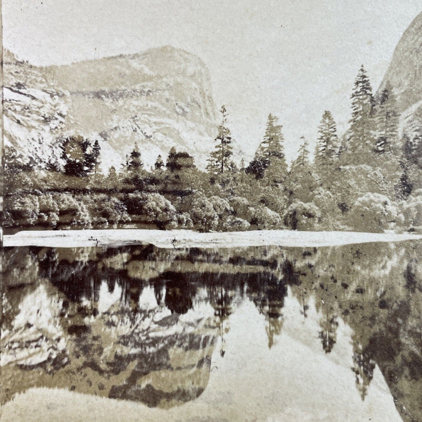 Antique 1870s Mirror Lake And Dome Yosemite CA Stereoview Photo Card P3591