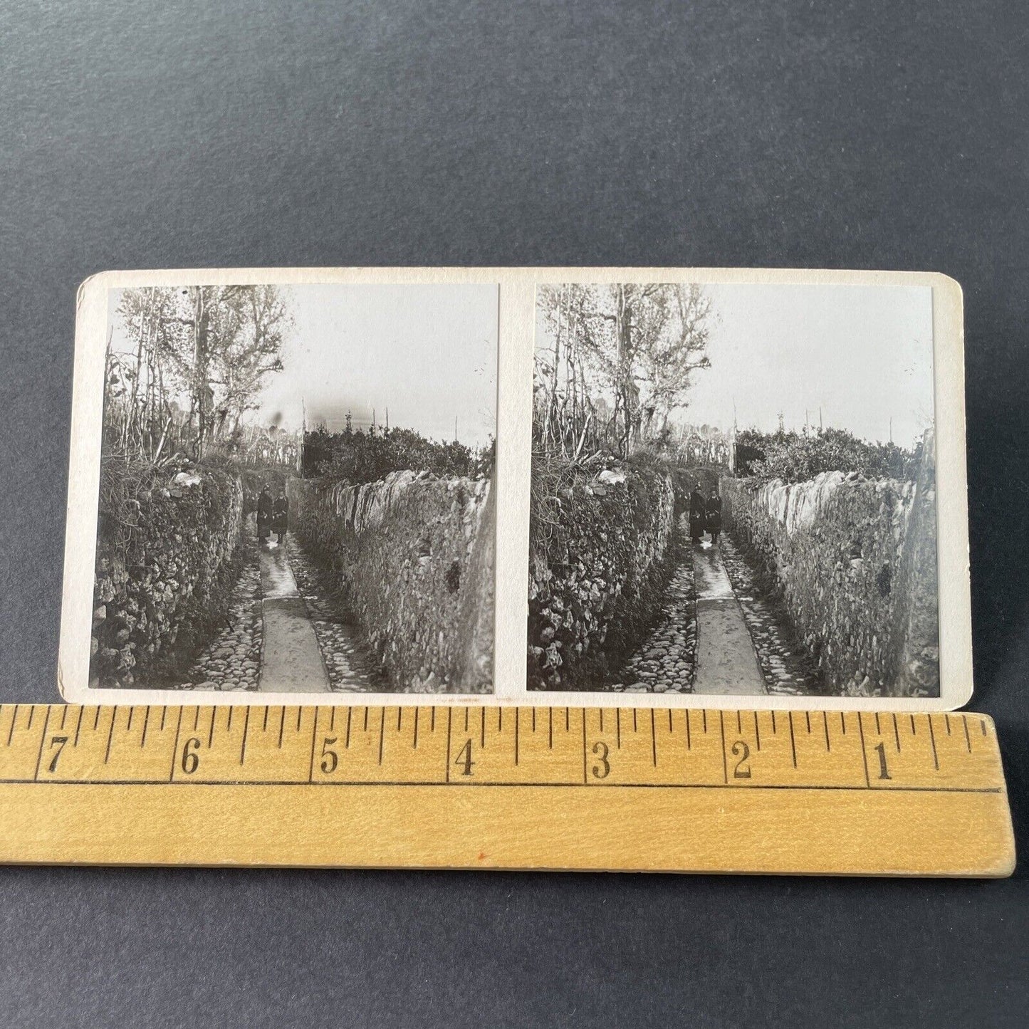 Antique 1925 Old Roman Soldier War Trench Italy OOAK Stereoview Photo Card P3259