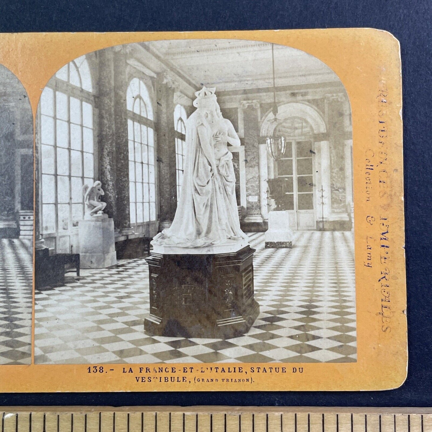 Grateful Italy Peace Marble Sculpture Stereoview E. Lamy Antique c1870s Y469