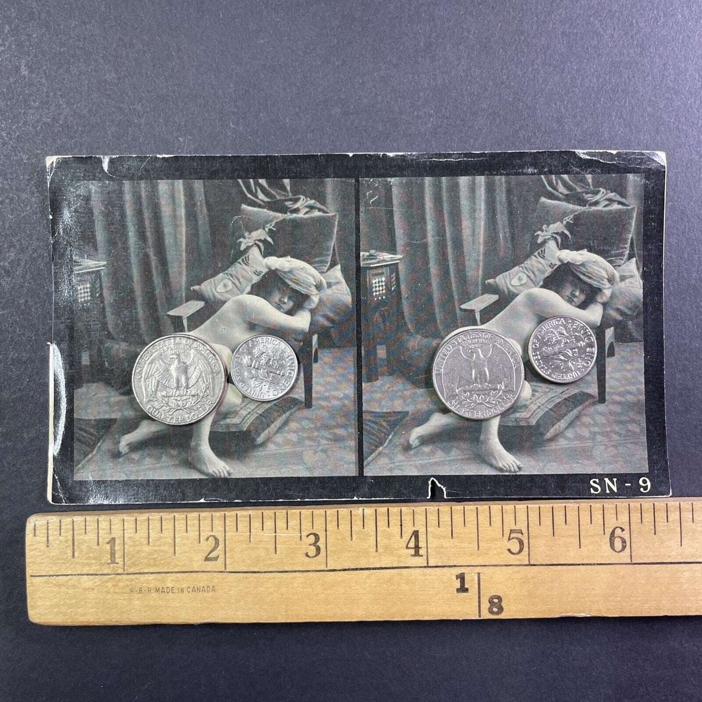 Nude Risque Topless Beaudoin Woman Celluloid Stereoview Antique c1910 X1901