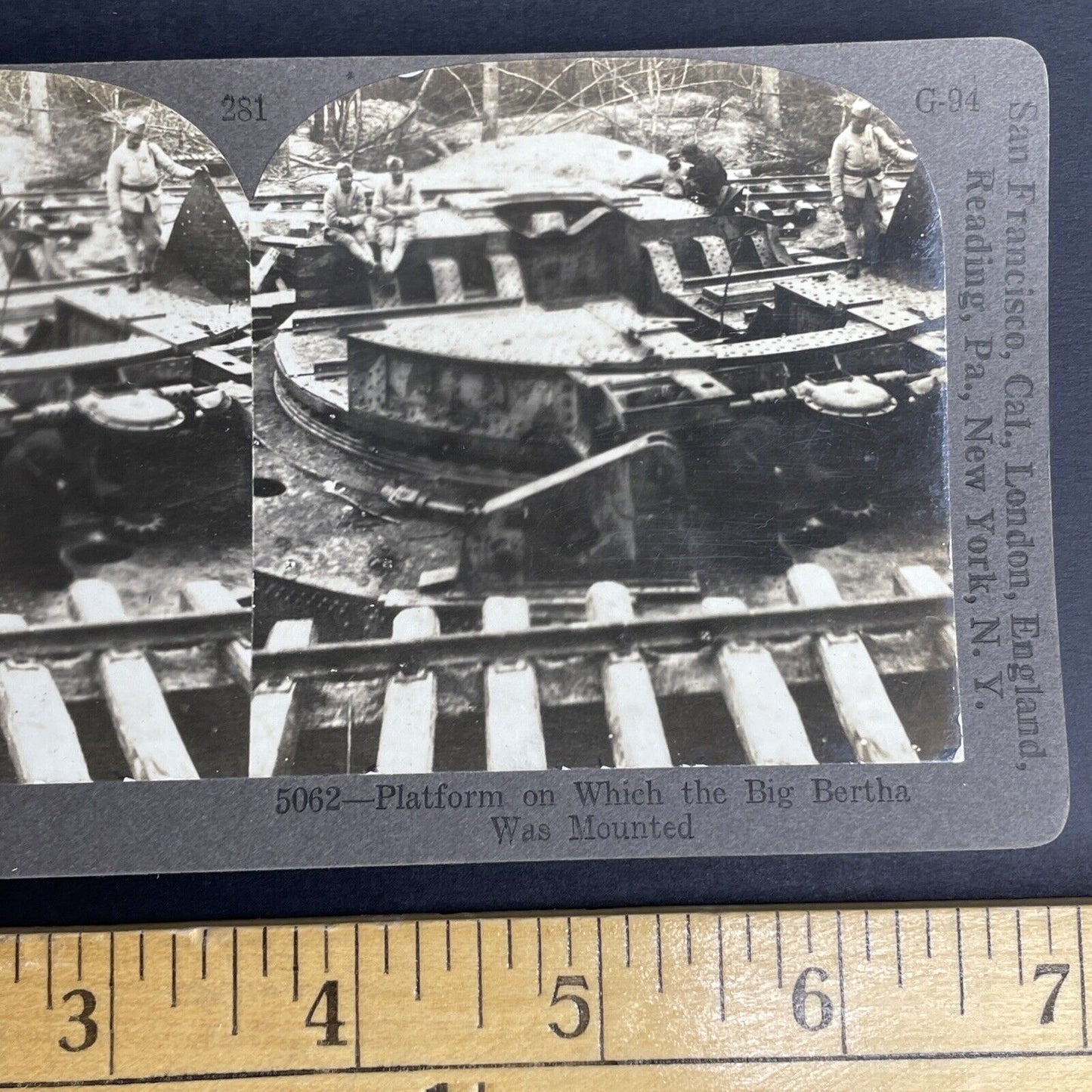 Antique 1914 Big Bertha WW1 Germany Siege Howitzer Stereoview Photo Card P946