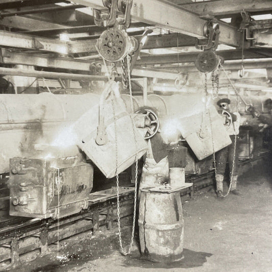 Antique 1929 Ford Motor Engine Plant Detroit Michigan Stereoview Photo Card 4832