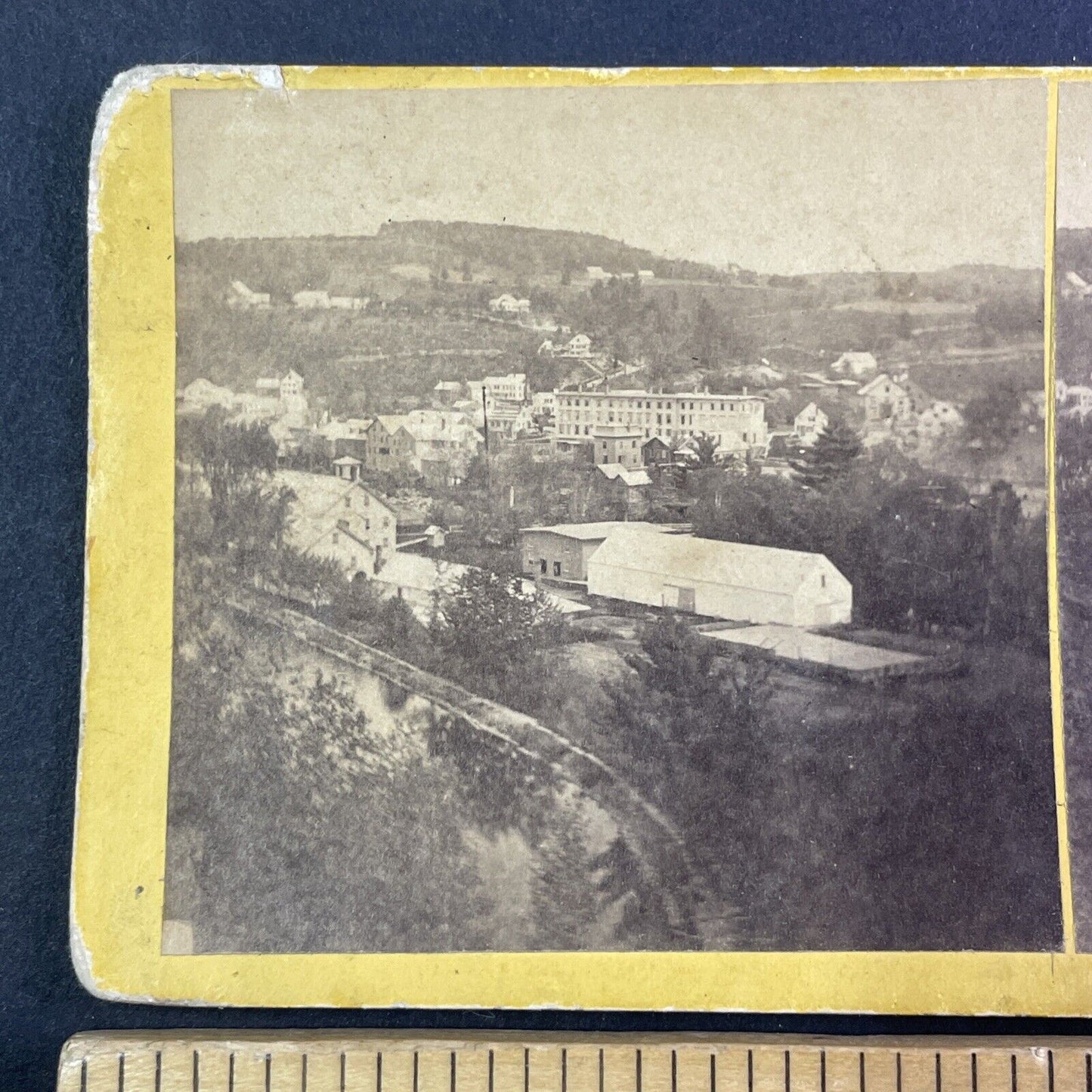 Wilton New Hampshire Town View Stereoview S.R. Hanaford Antique c1870s Y936