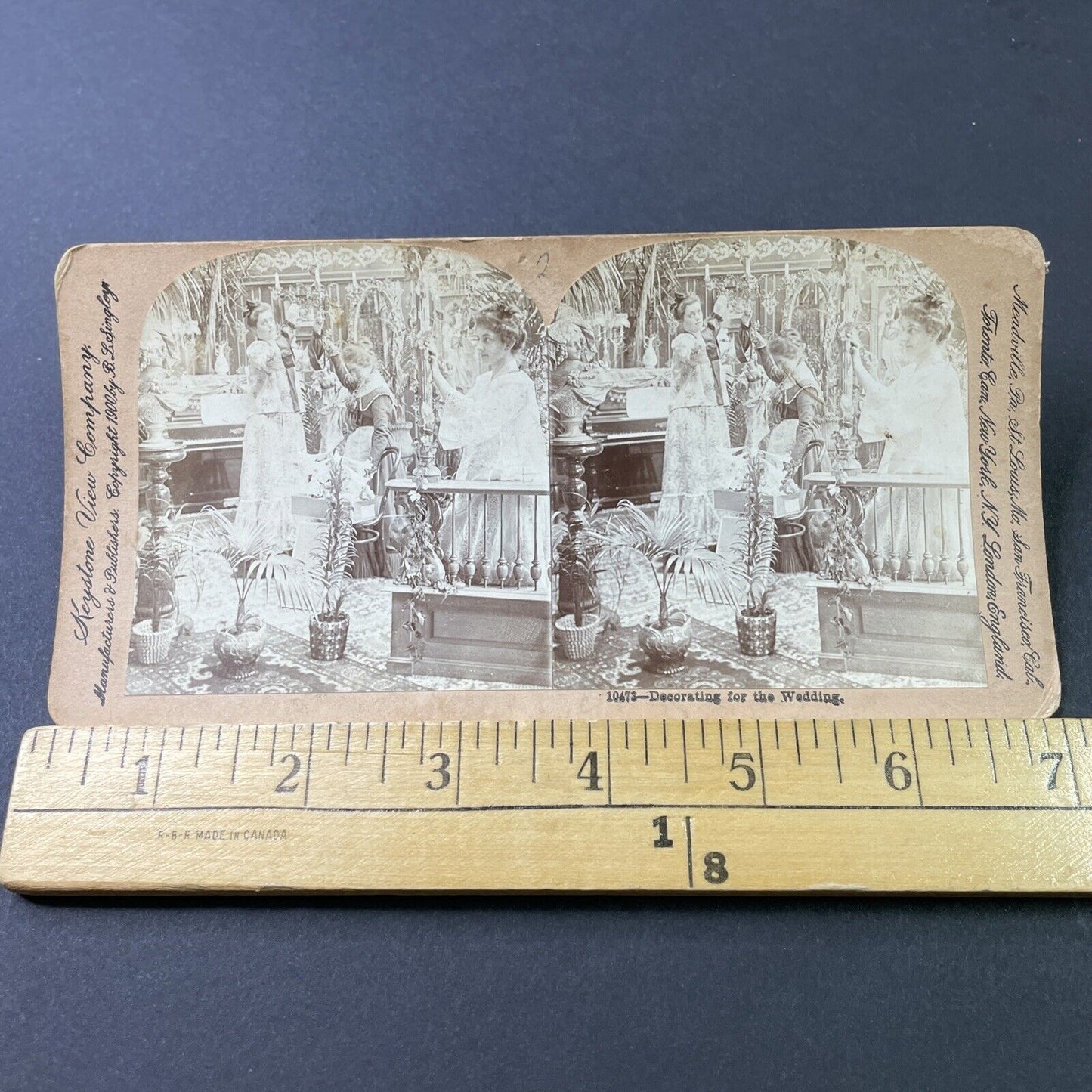 Antique 1900 Maids Decorate Wedding Hall Stereoview Photo Card P2850