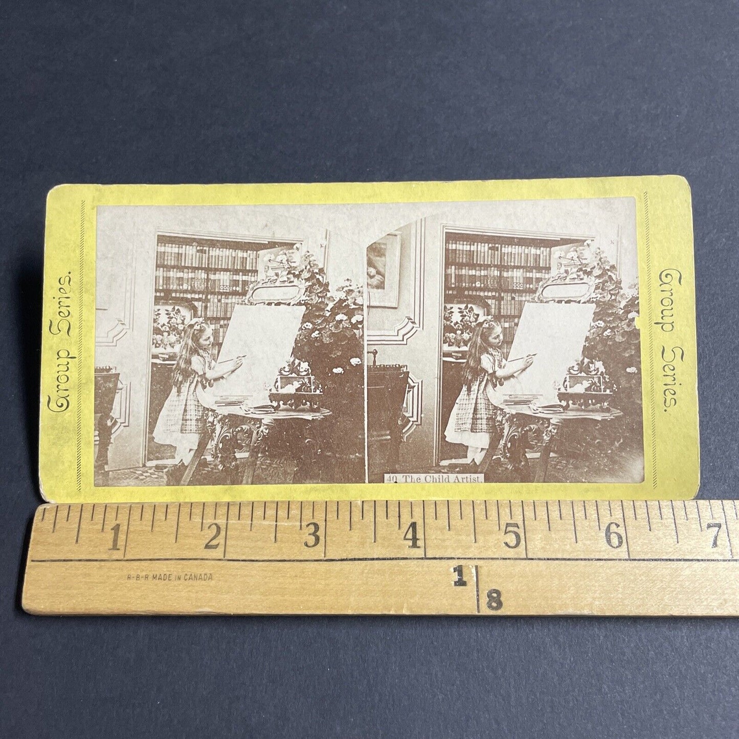 Antique 1870s Little Girl Drawing Art Artist Stereoview Photo Card P4817