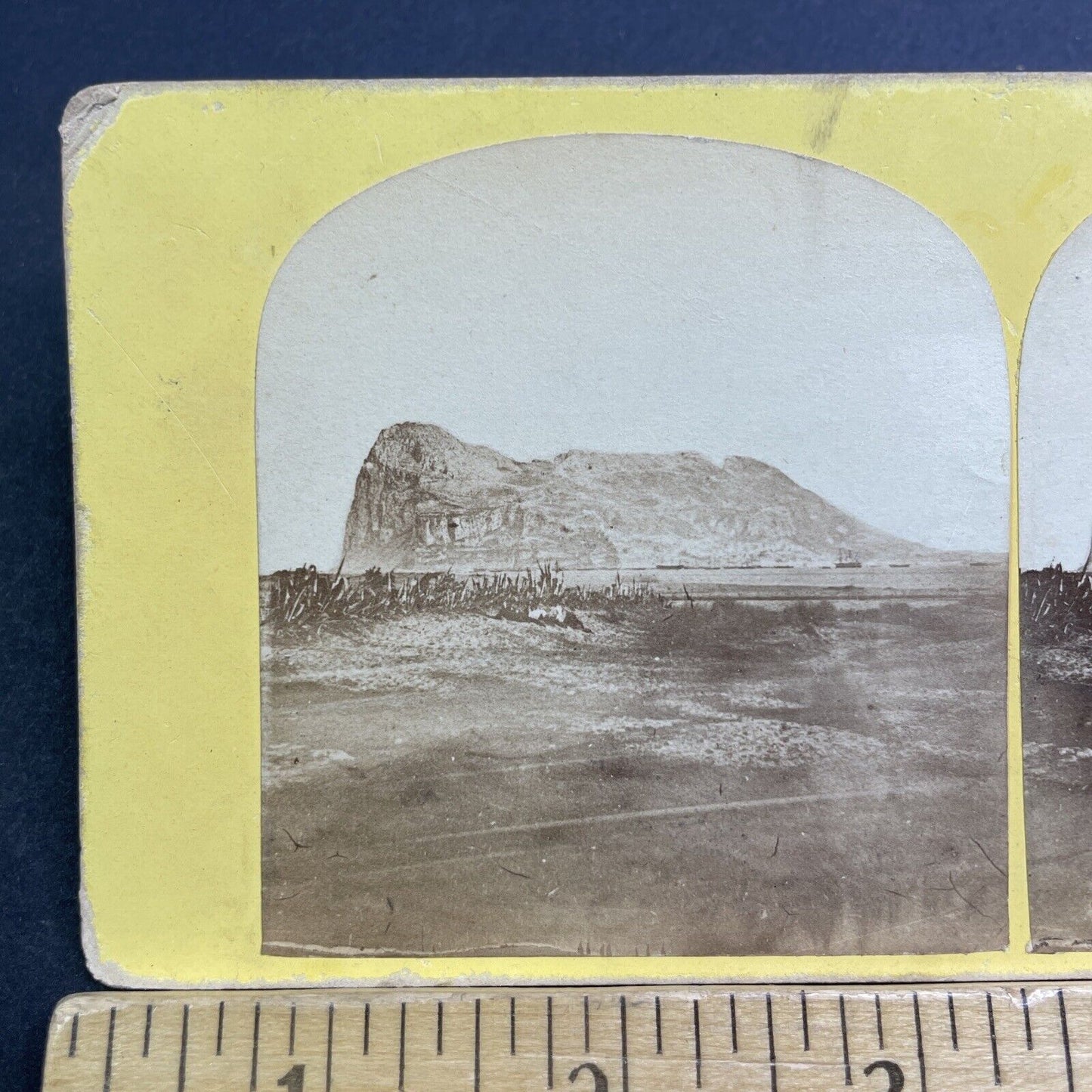 Antique 1860s The Rock Of Gibraltar Stereoview Photo Card V541