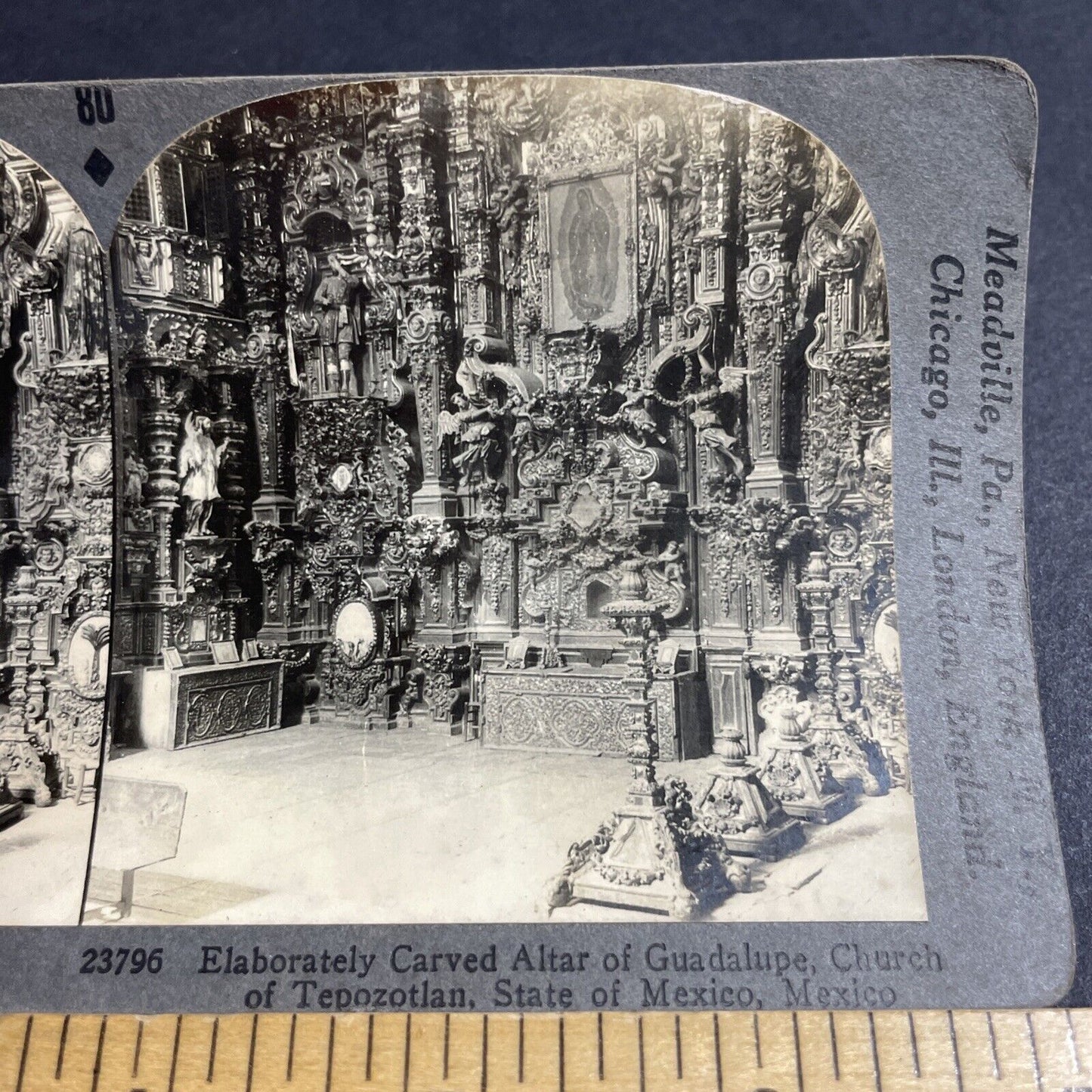Antique 1920s Tepoztlan Church Carvings Mexico Stereoview Photo Card P4920