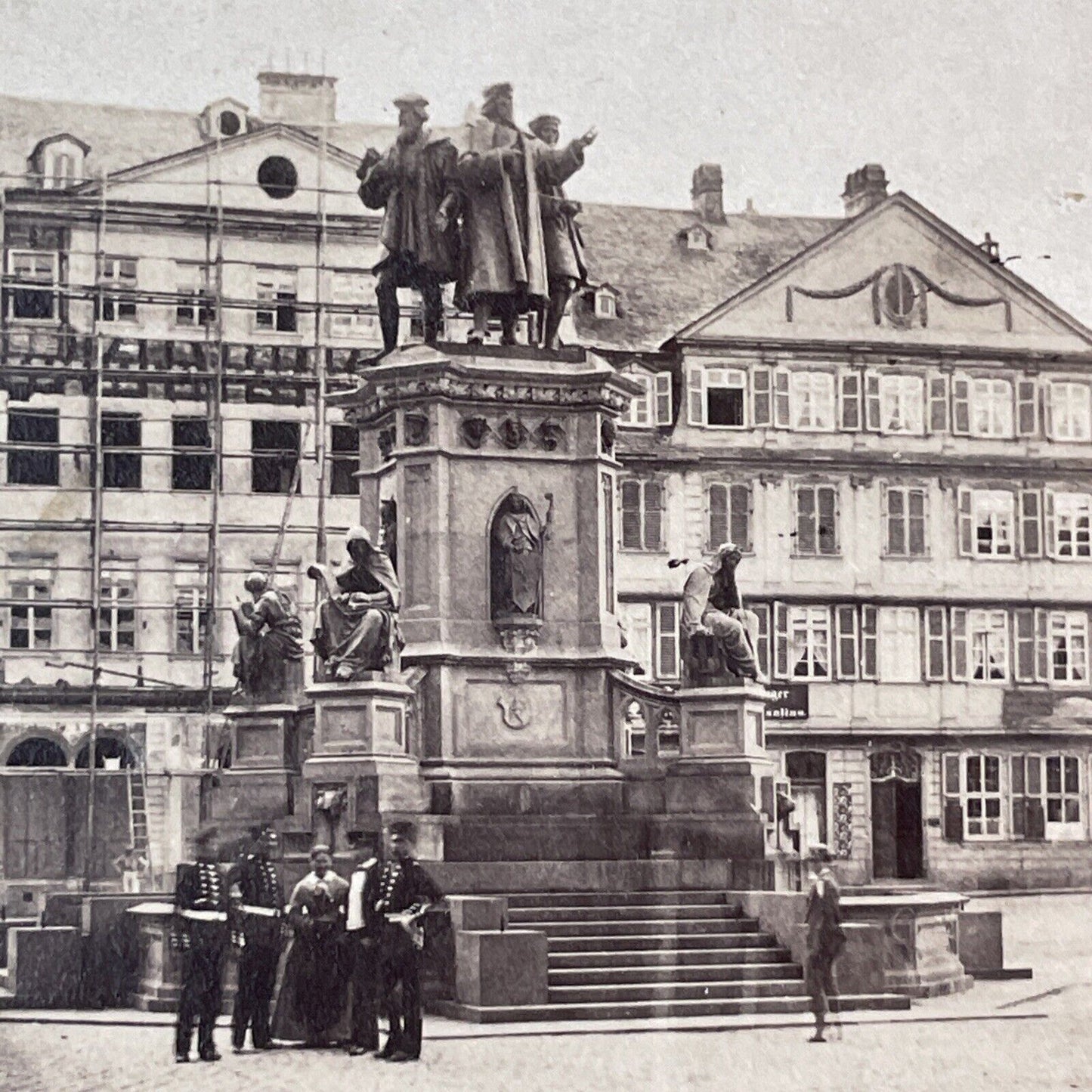 Eduard Schmidt von der Launitz Opening Gutenberg Denkmal Stereoview c1858 X3568