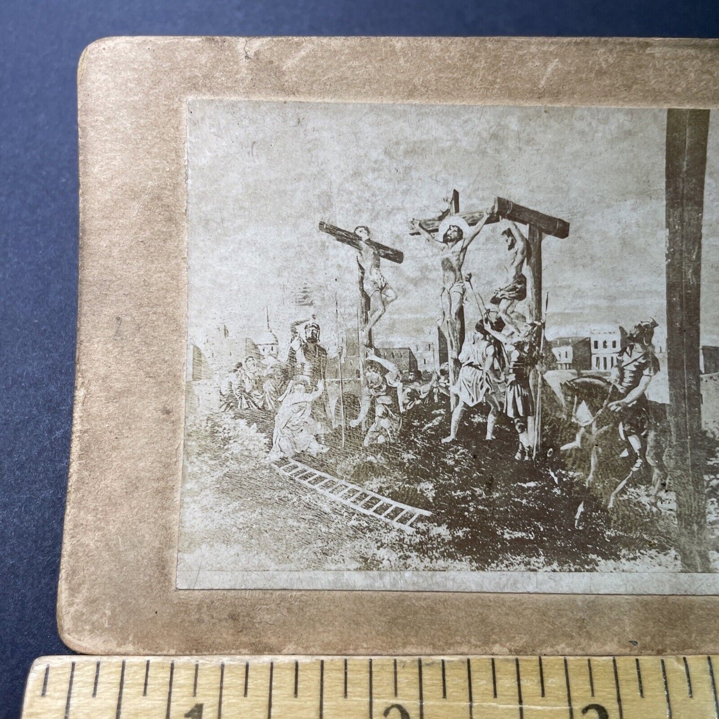 Antique 1860s Jesus Is Crucified On The Cross Stereoview Photo Card P3413