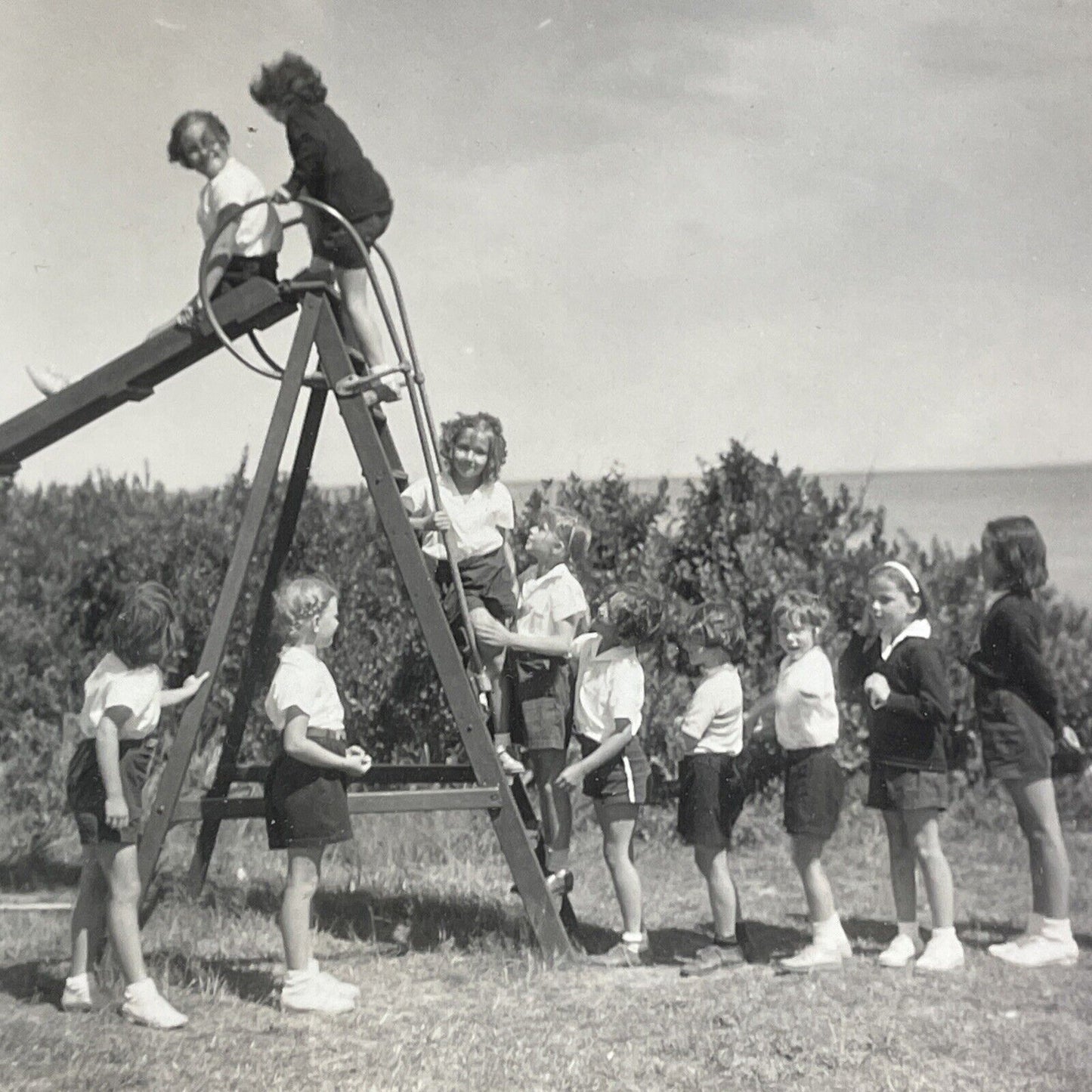 Children Playing on a Slide Stereoview Scarce Late Period View c1935 Y2249