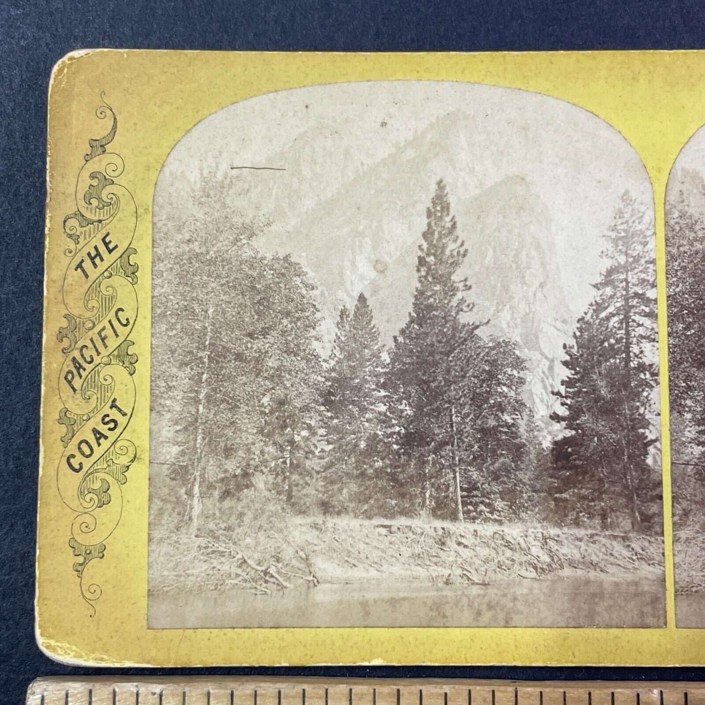 Three Brothers Yosemite Stereoview JJ Reilly Pacific Coast Antique c1870 X2755