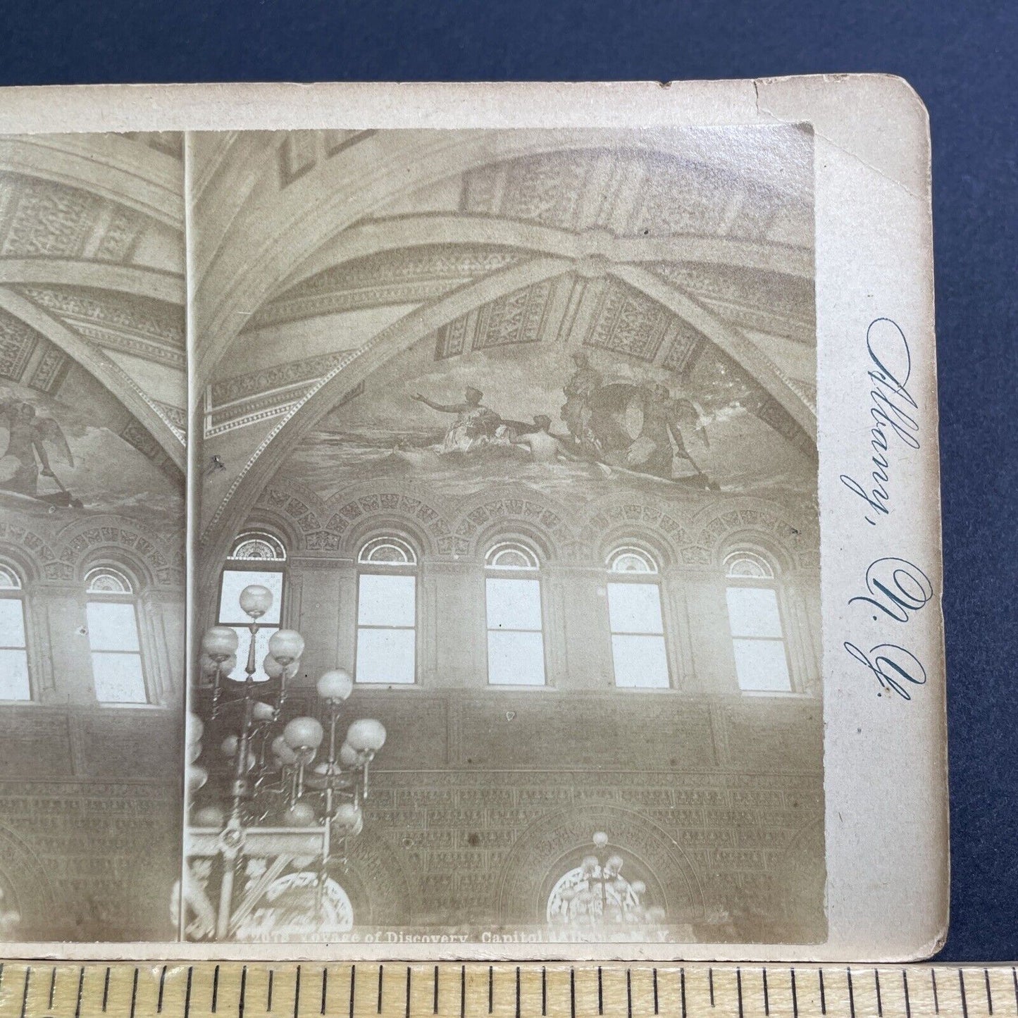 Antique 1895 William Morris Hunt Murals State Capitol Stereoview Photo Card V546