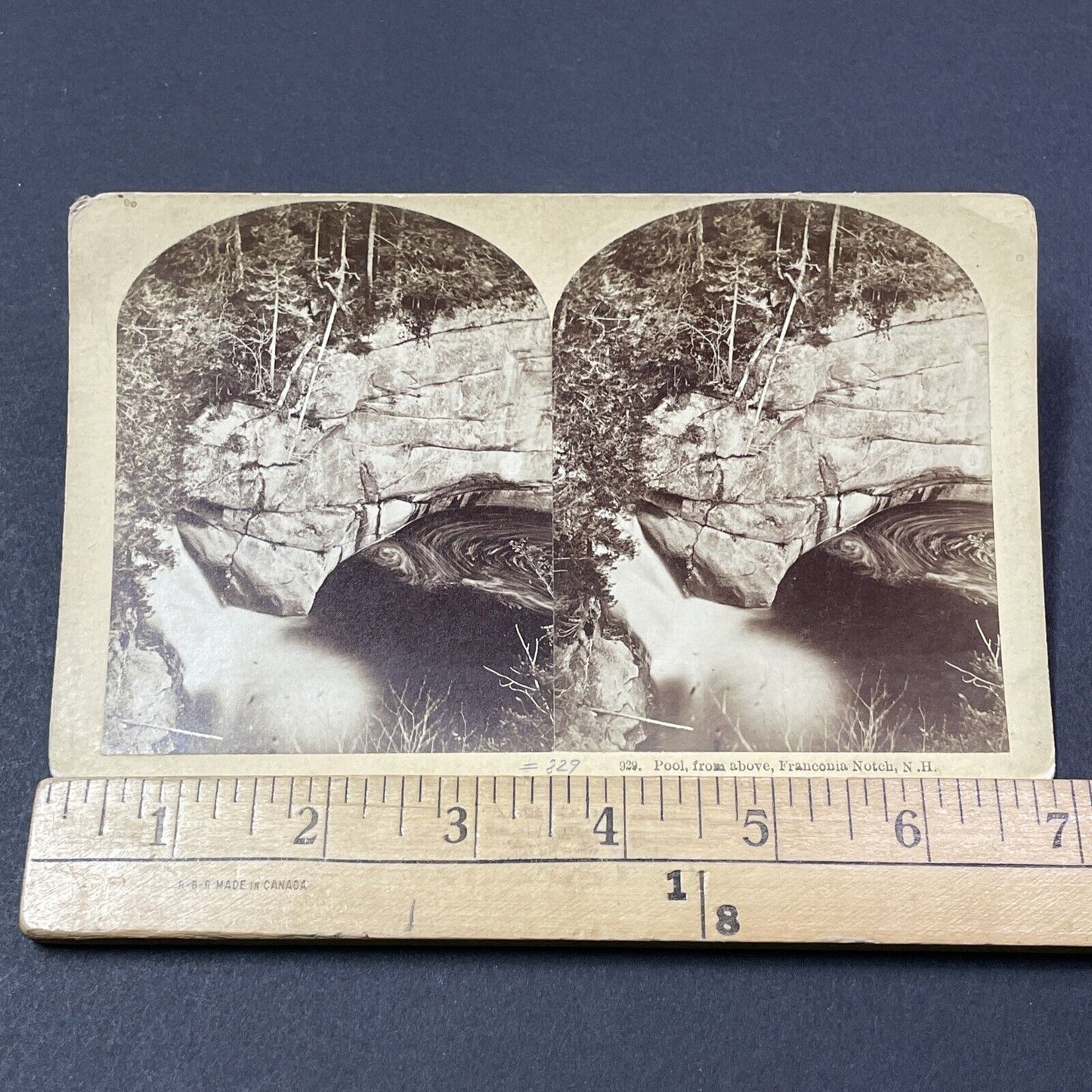 Antique 1871 Franconia Notch Whirlpool New Hampshire Stereoview Photo Card V1890