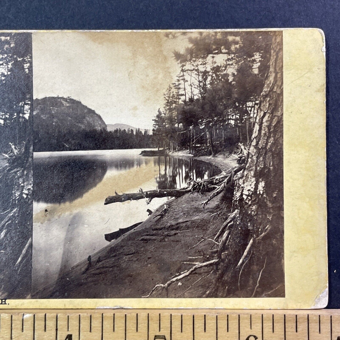 Hart's Ledge Echo Lake NH Stereoview Edward Bierstadt Antique c1870 X973