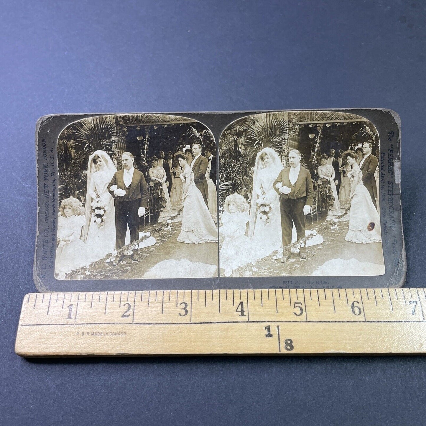 Antique 1902 Father About To Give Away Bride Stereoview Photo Card P2902