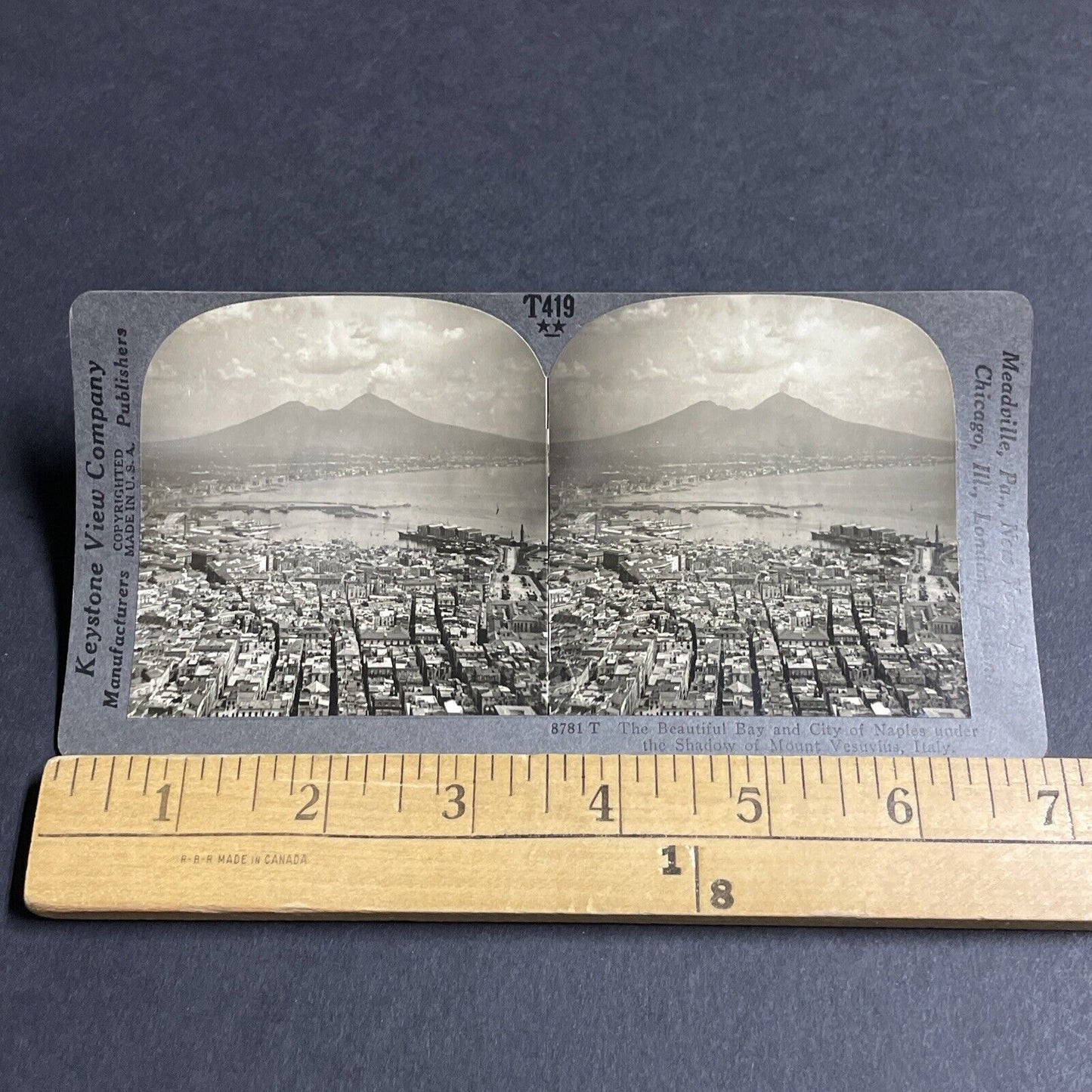 Antique 1906 Mount Vesuvius Volcano Eruption Italy Stereoview Photo Card P4155