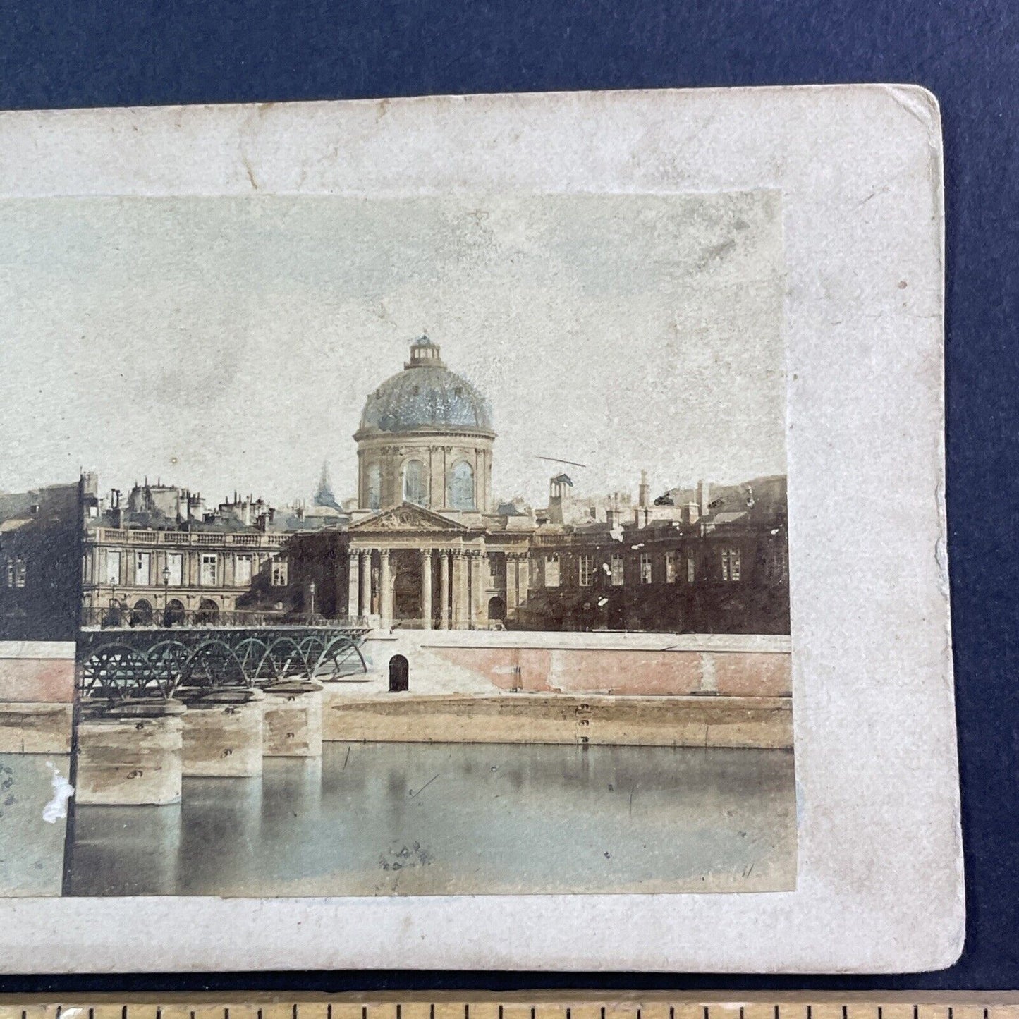 The Institute De France Paris Stereoview Pont Des Arts Antique c1860s X3573