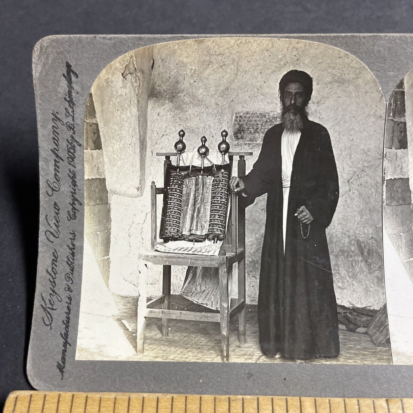 Antique 1905 Jewish Priest Jacob Ben Aaron Stereoview Photo Card P4386