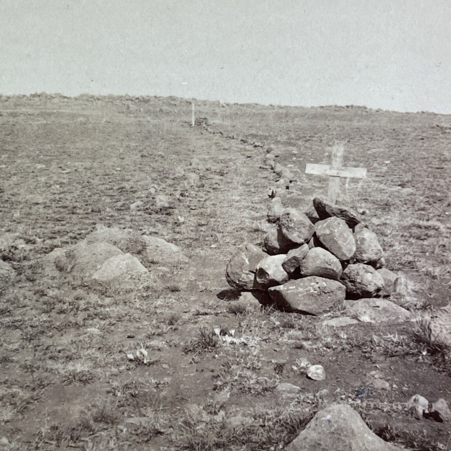 Battlefield Graves Cemetery Stereoview Boer War South Africa c1901 Y3021