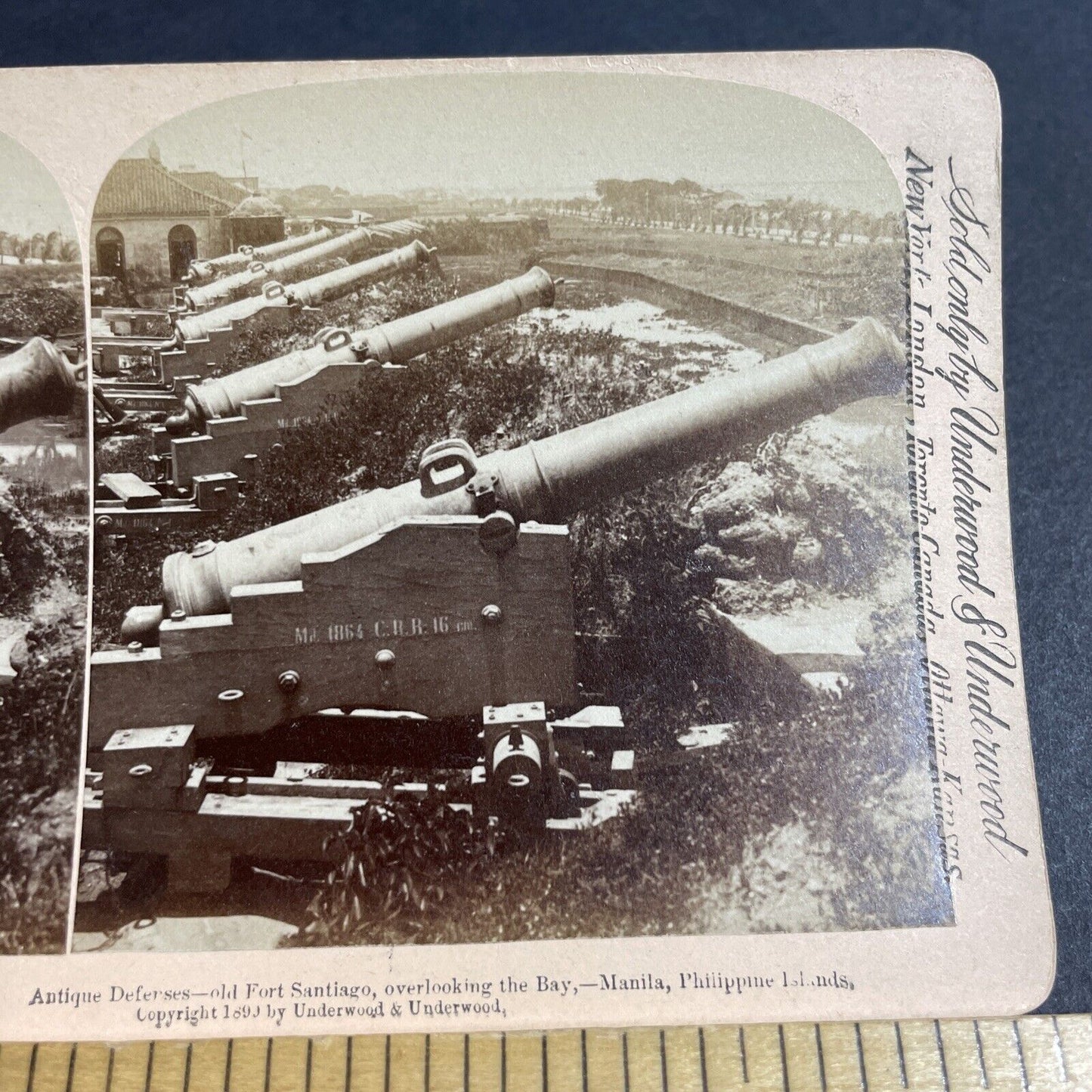 Antique 1899 US Artillery Canons Manila Philippines Stereoview Photo Card P4939