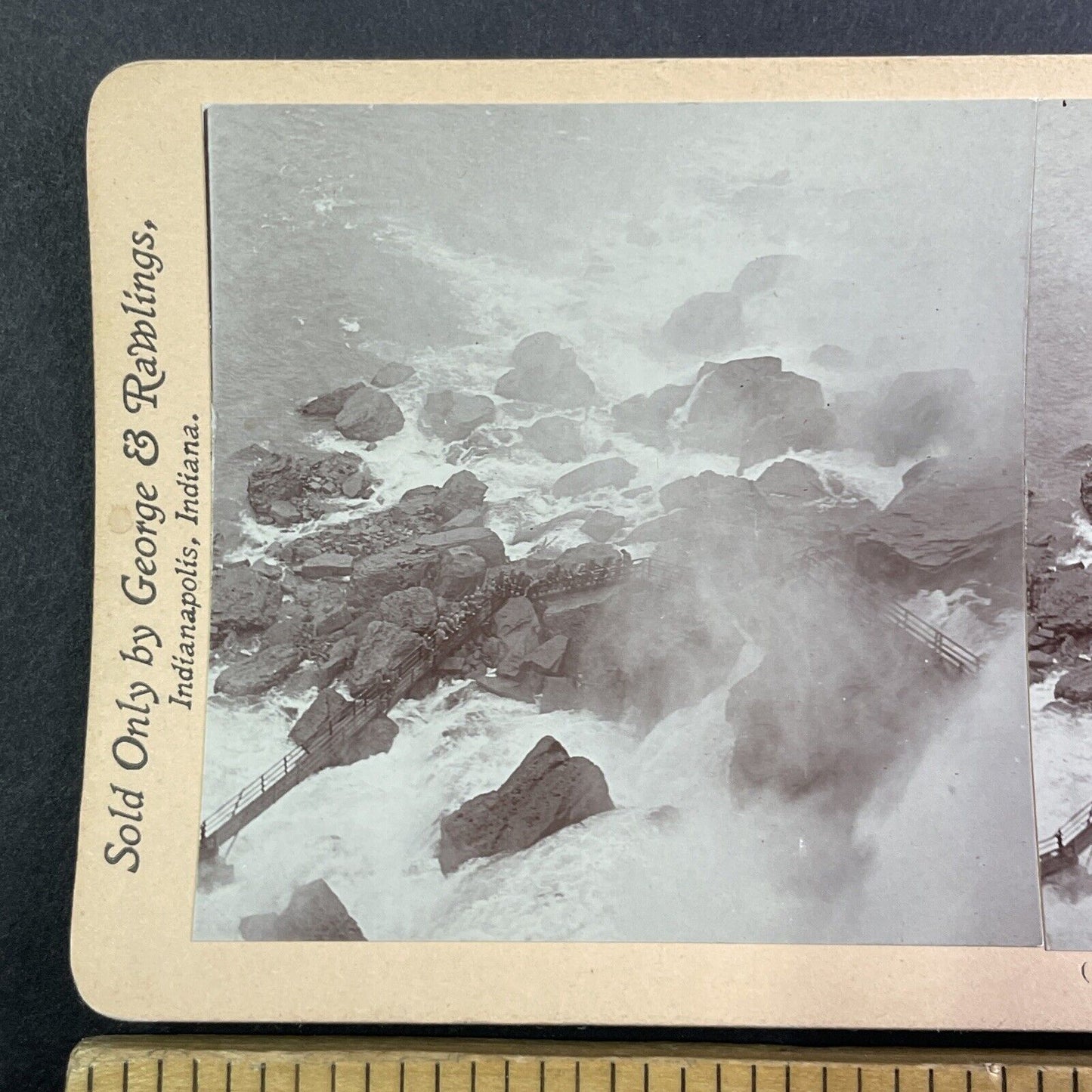 Niagara Falls Lower Rocks Bridge Stereoview George and Rawlings c1901 Y1454