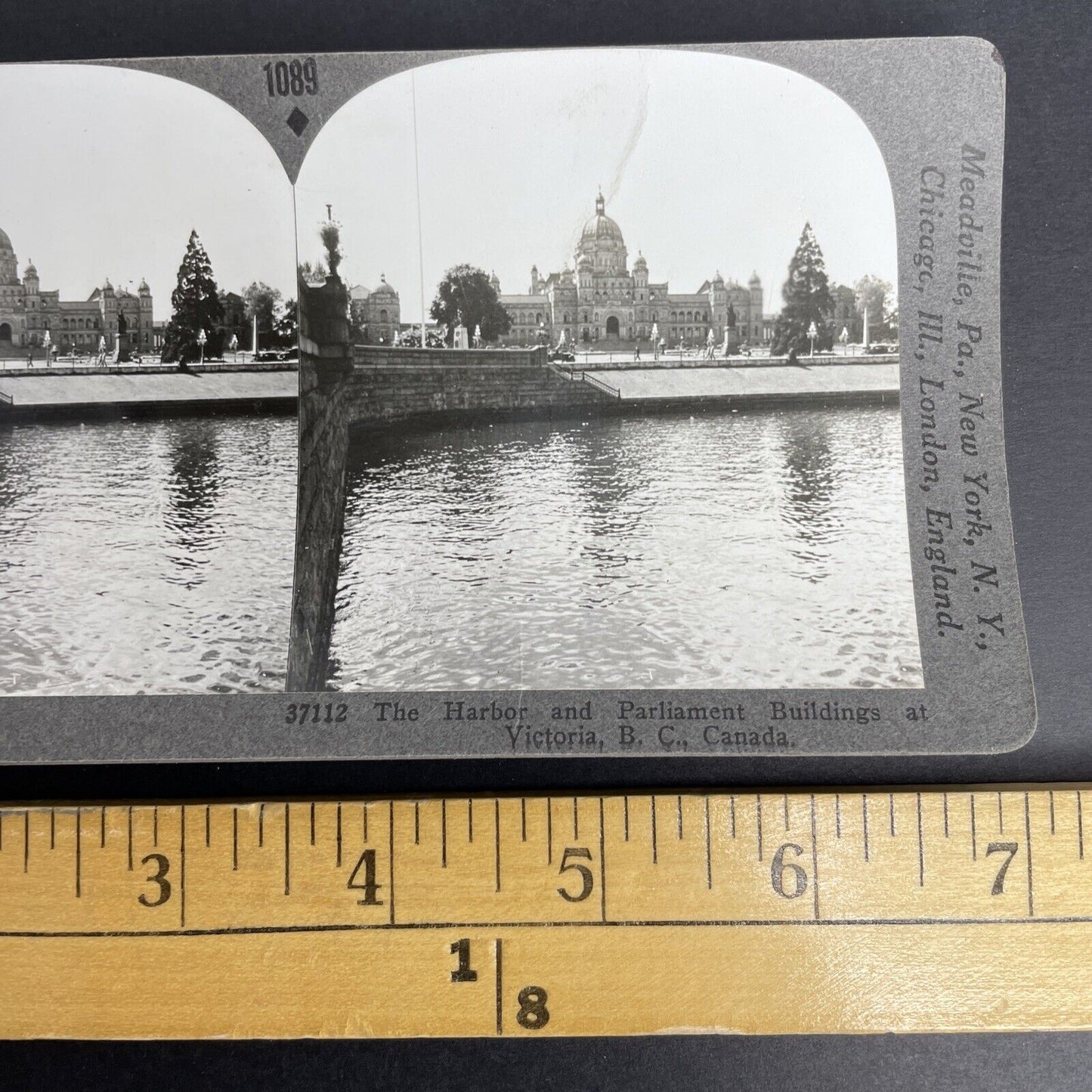 Antique 1905 Harbour Parliament Buildings Victoria BC Stereoview Photo Card P893