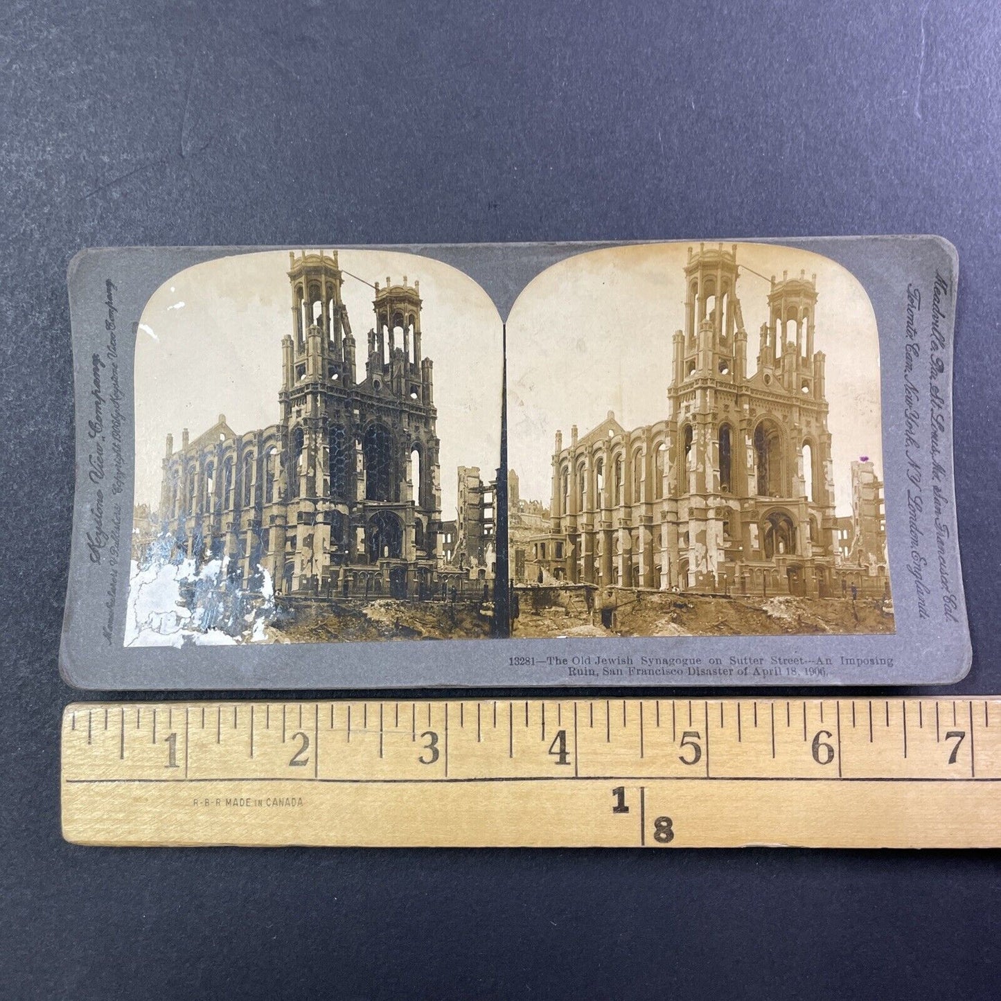 Burned Out Jewish Synagogue Stereoview San Francisco Antique c1906 Y494