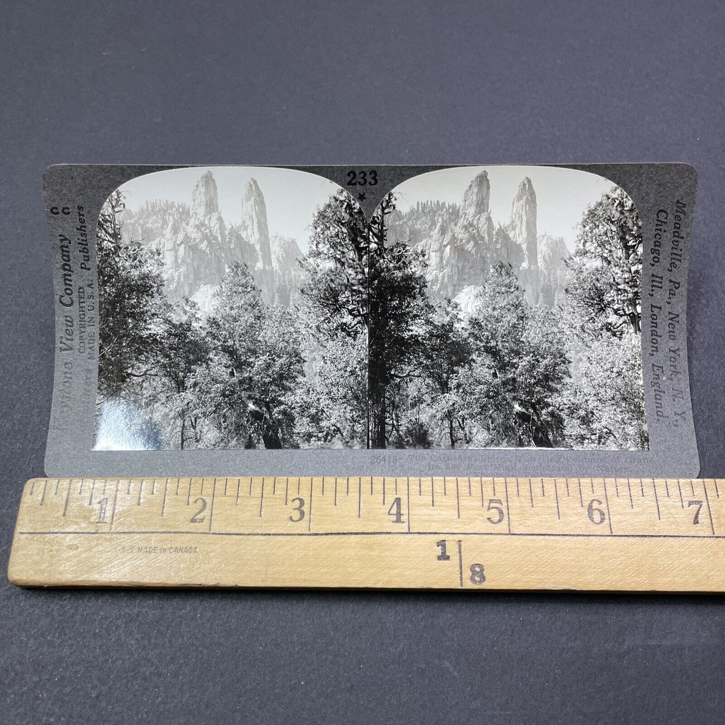 Antique 1910s Cathedral Spires Yosemite California Stereoview Photo Card V2035