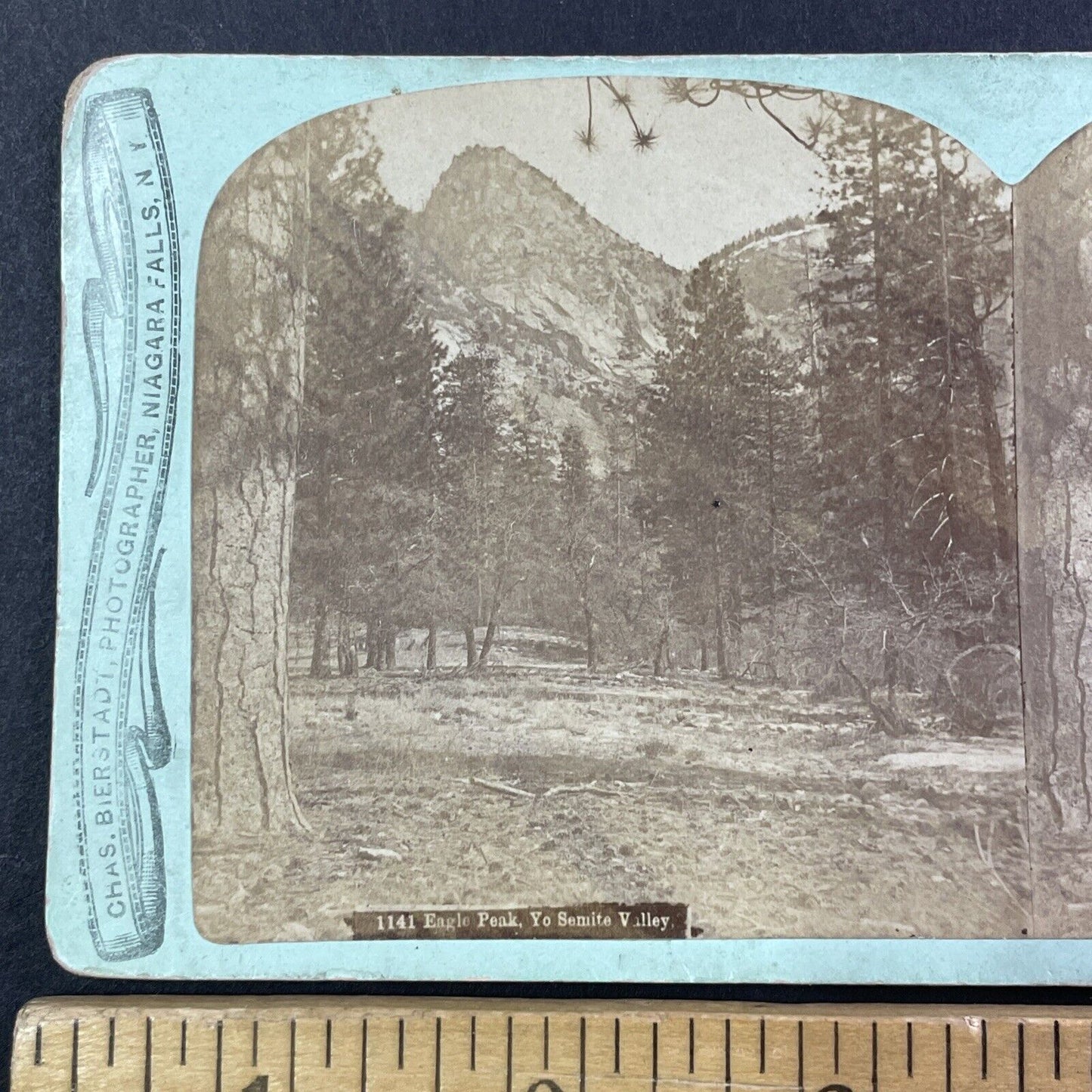 Eagle Peak Yosemite CA Stereoview Charles Bierstadt Antique c1870 Y029