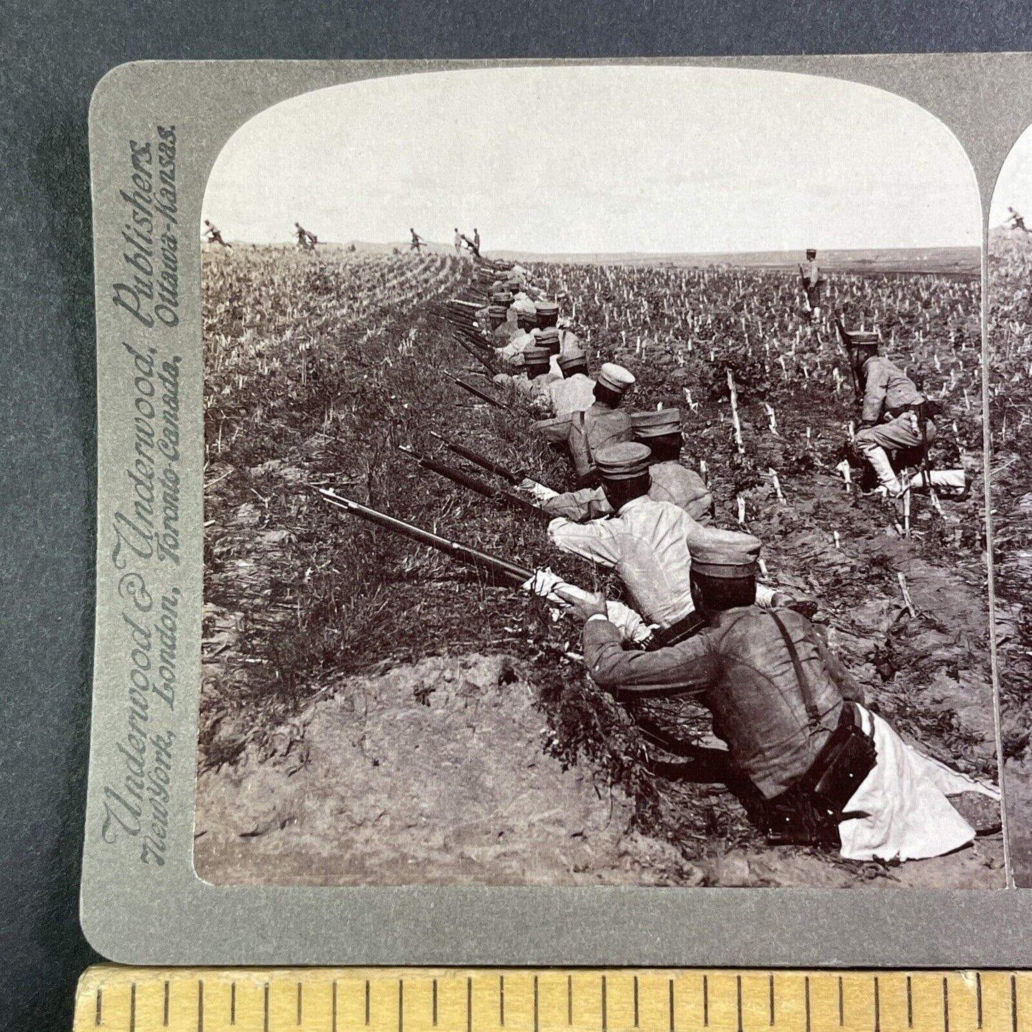 Japanese Attack Soldiers Stereoview Russo-Sino War Antique c1905 X4207