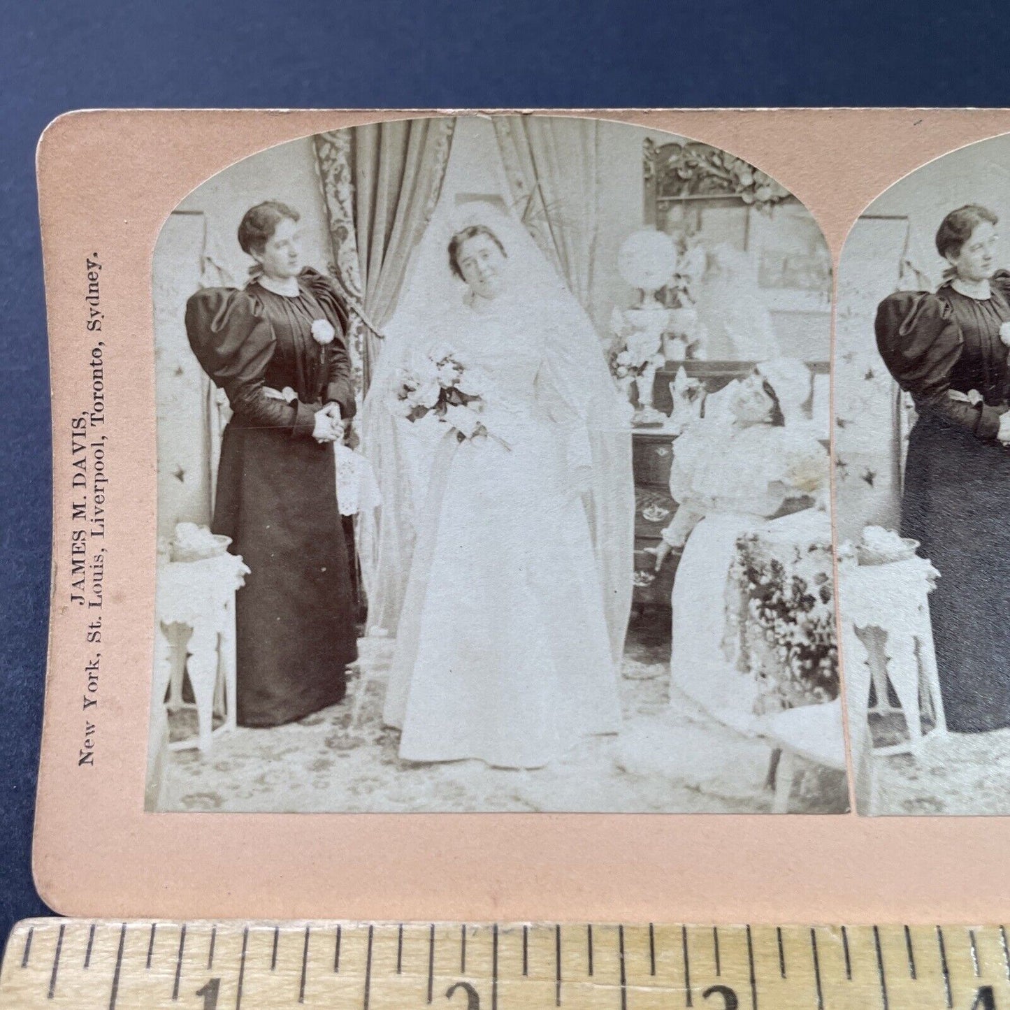 Antique 1897 Bride Is Ready For Her Wedding Stereoview Photo Card P2954