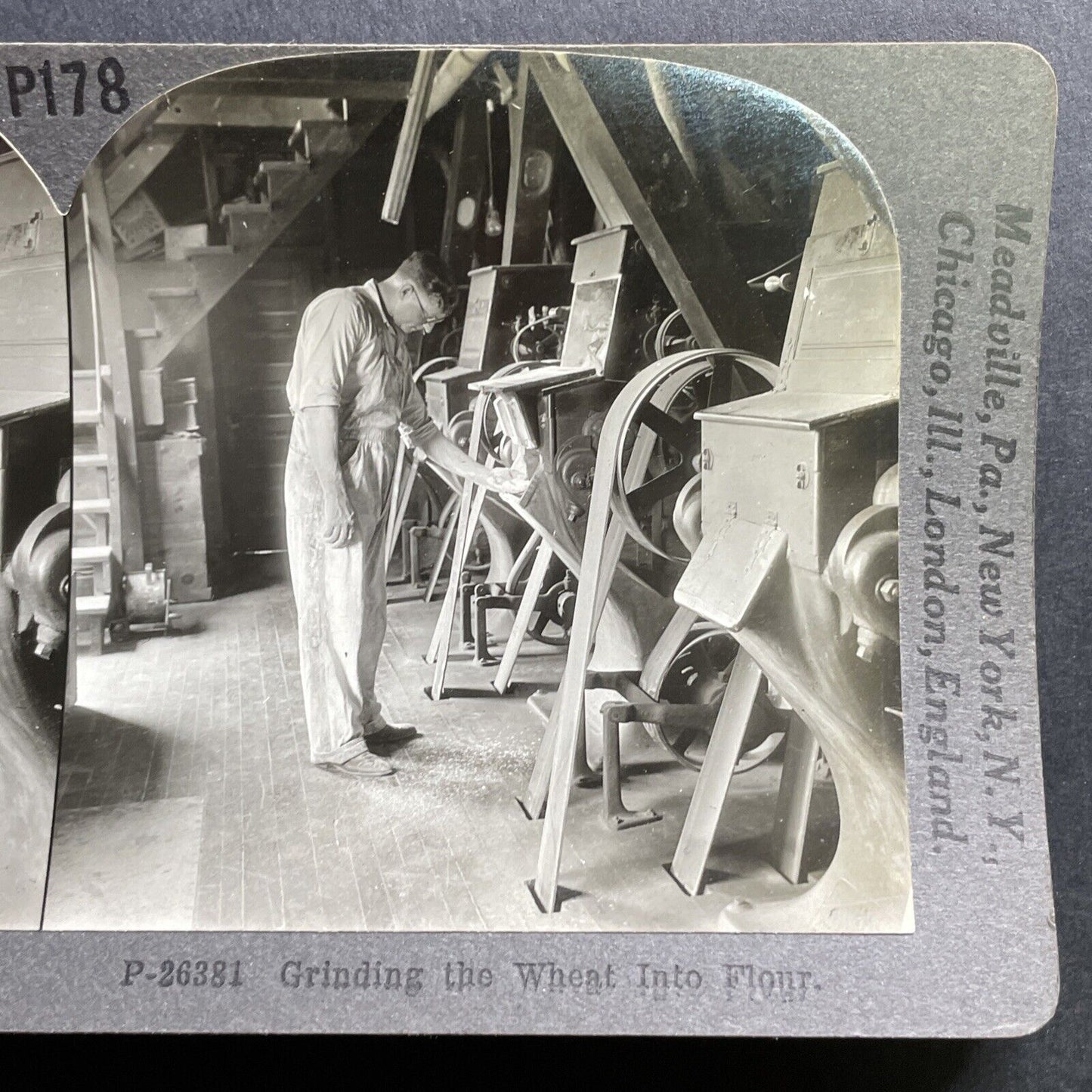 Antique 1909 Flour Mill In The United States Stereoview Photo Card P1781