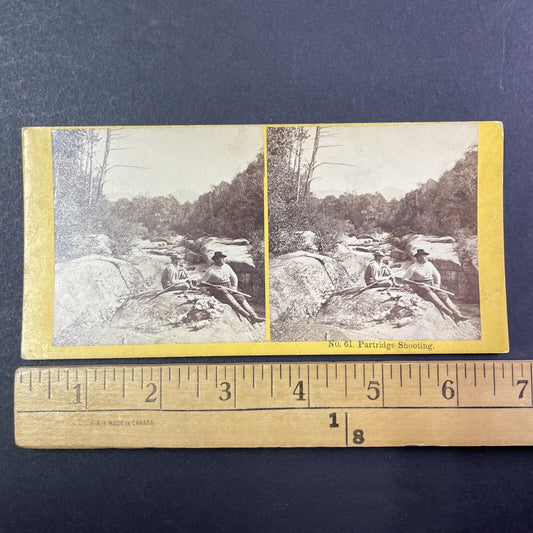 Hunters With Rifles In White Mountains NH Stereoview Antique c1872 X2751