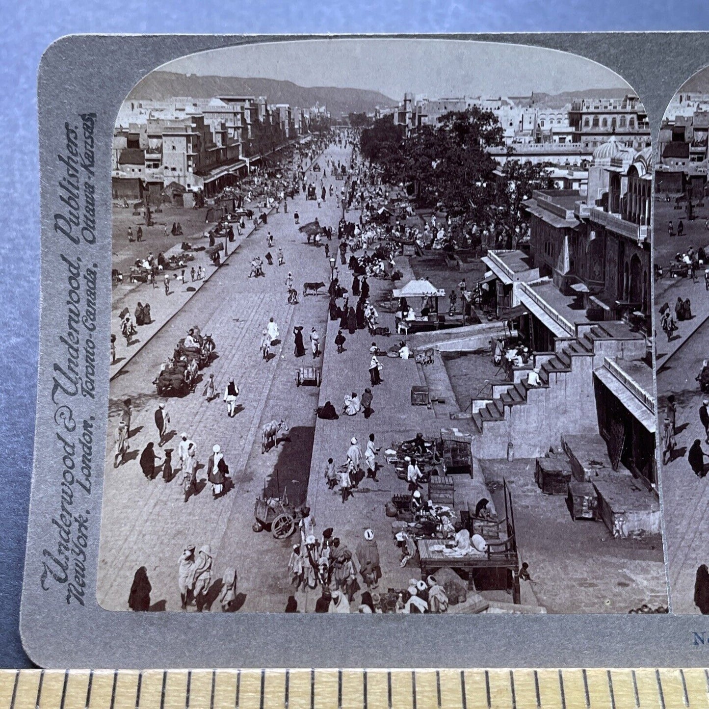 Antique 1903 The Main Street In Jeypore India Stereoview Photo Card P1981