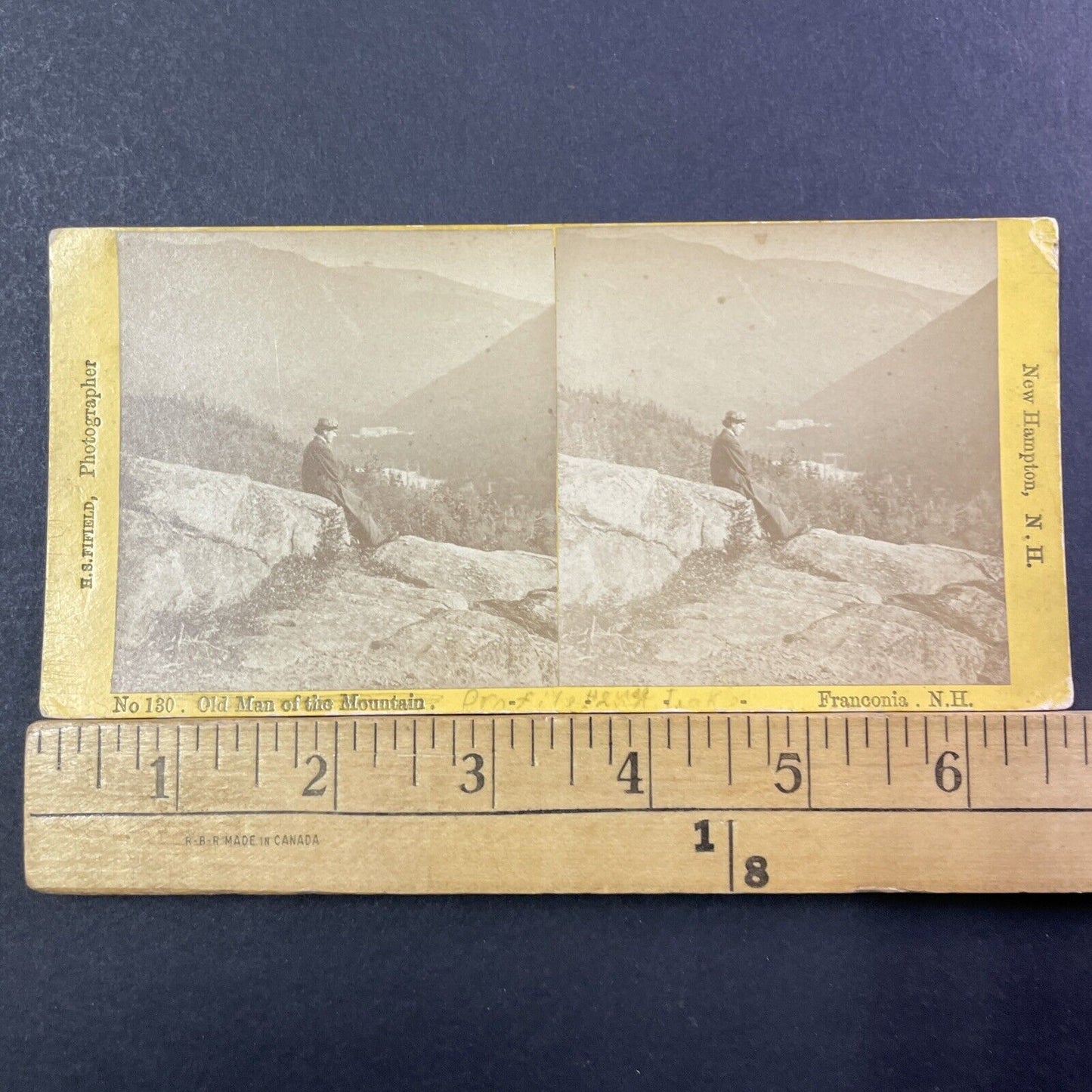 Henry S Fifield Self Portrait Stereoview Bald Mountain Photo Antique c1869 X850