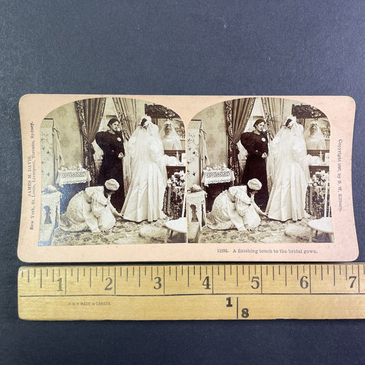 Victorian Bride Before Her Wedding in Gown Stereoview Antique c1897 Y2250