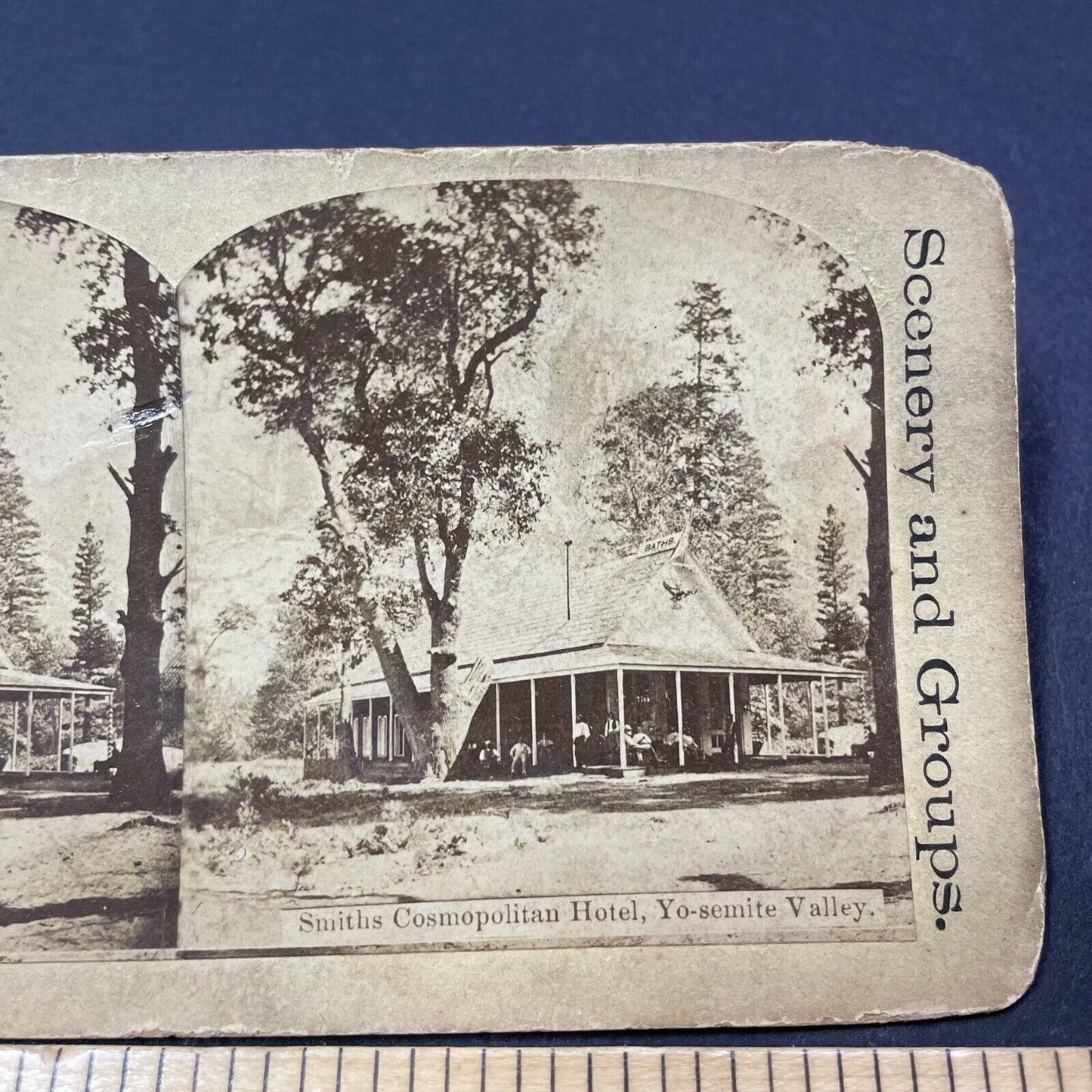 Antique 1871 Cosmopolitan Hotel Yosemite California Stereoview Photo Card V2101