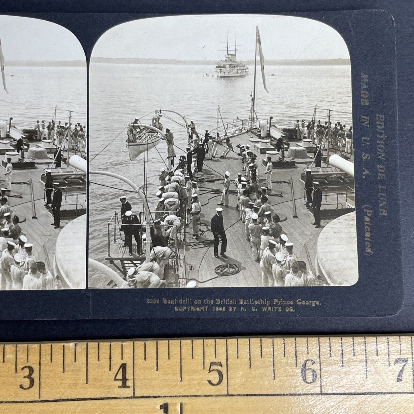 Antique 1903 British Battleship HMS St. George Stereoview Photo Card P954