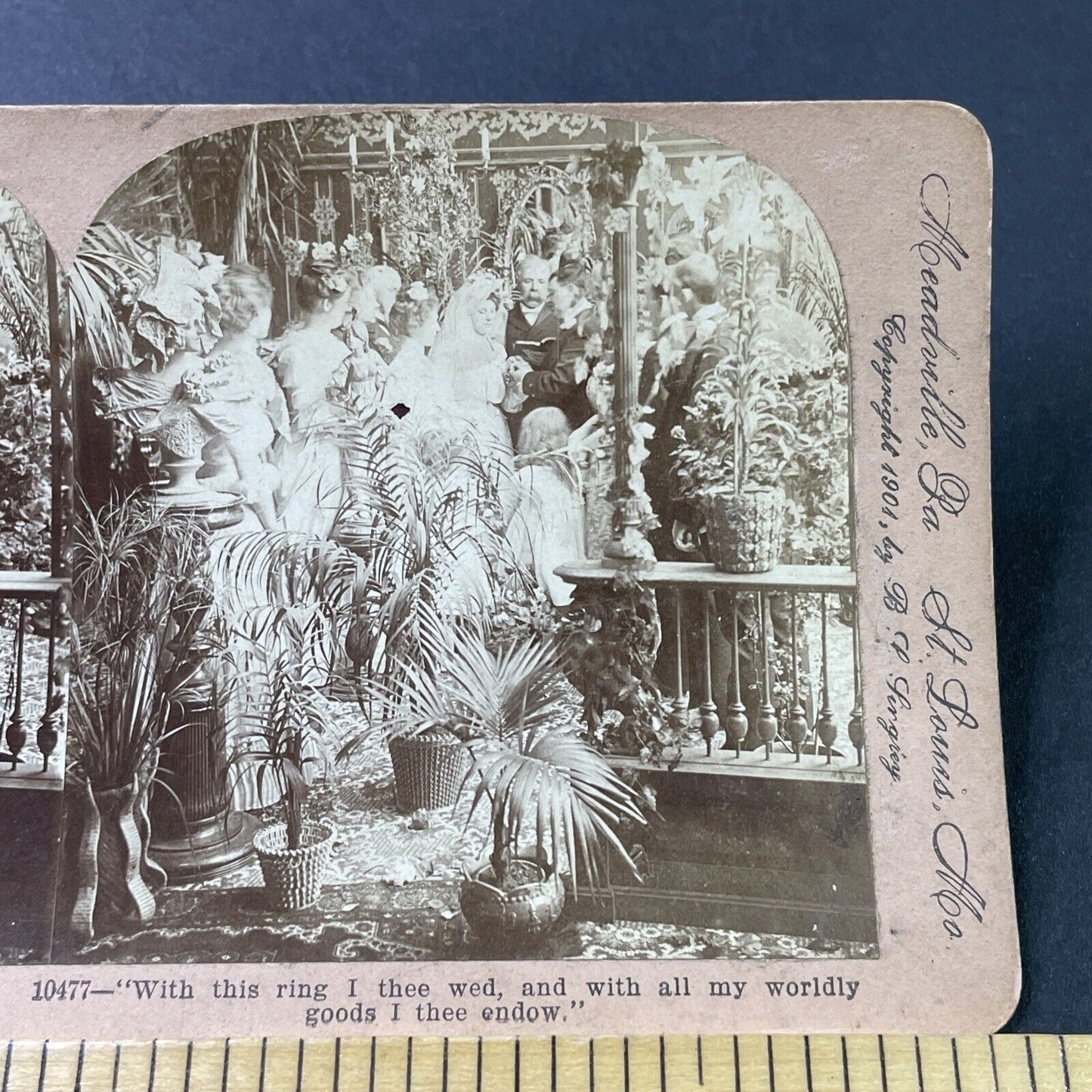 Antique 1901 Typical Victorian Wedding Scene Stereoview Photo Card P2847