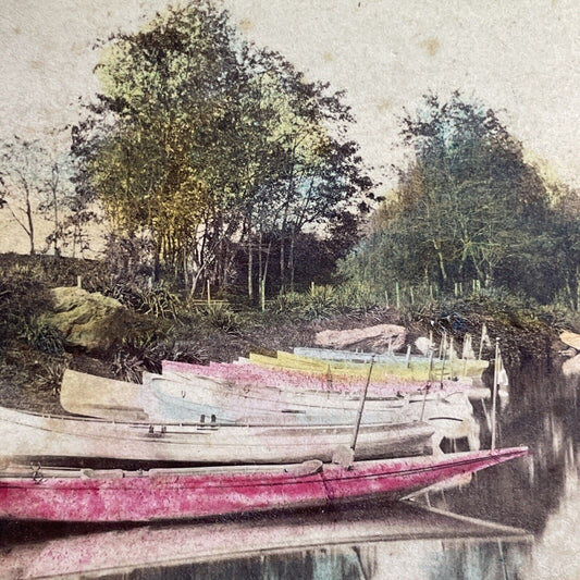 Antique 1862 Rowboats On Central Park Lake Manhattan Stereoview Photo Card P1603