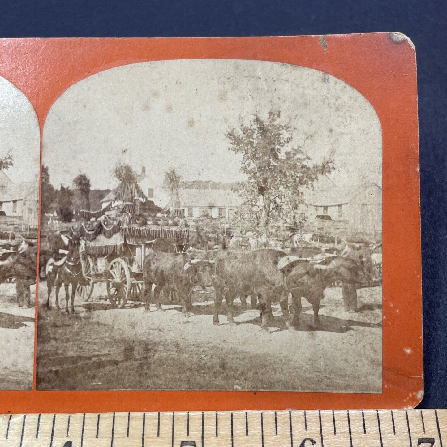 Antique 1878 'The Freak Wagon' Marlow Town Fair NH Stereoview Photo Card V2057