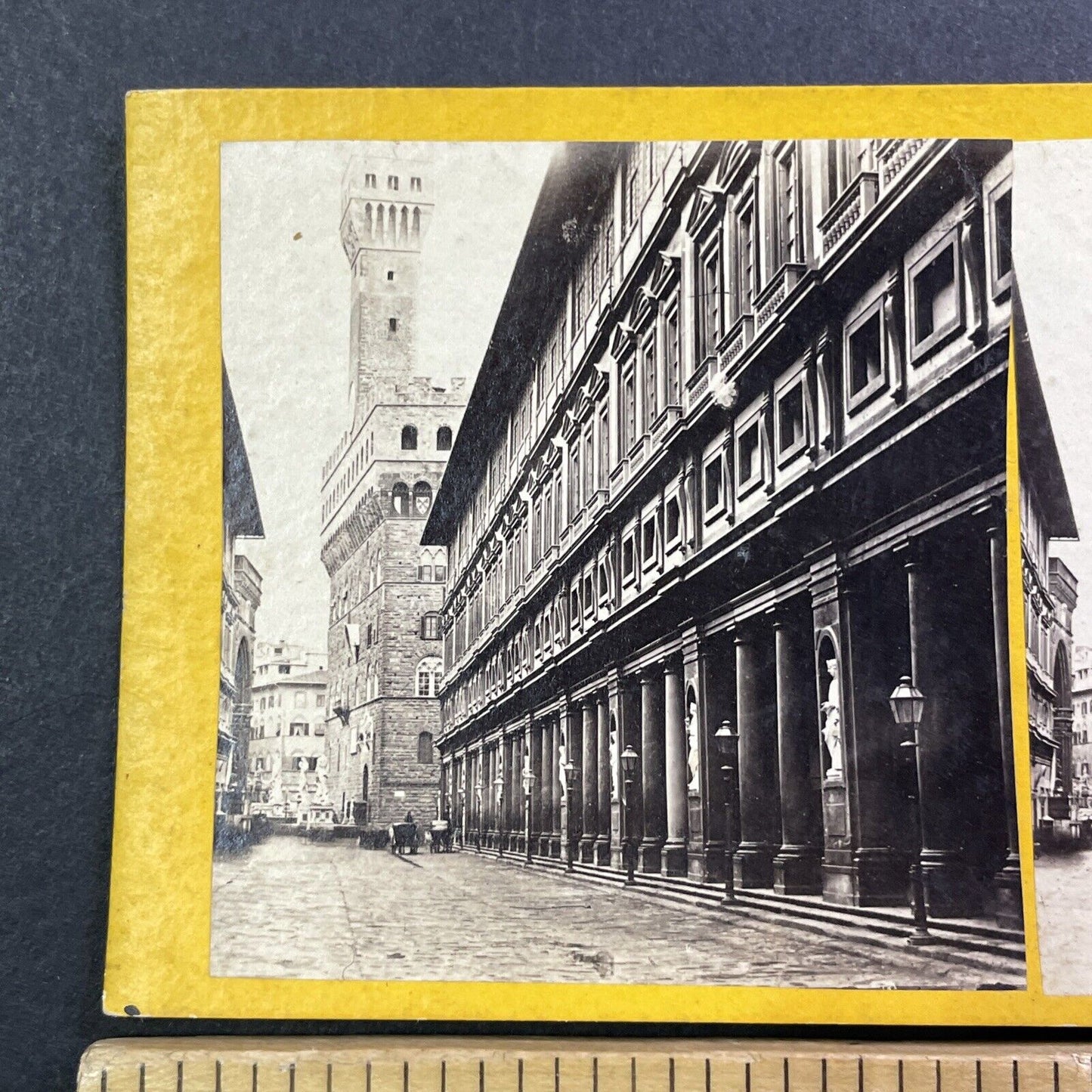 Uffizi Galleries Stereoview Florence Italy Antique c1870 X4231