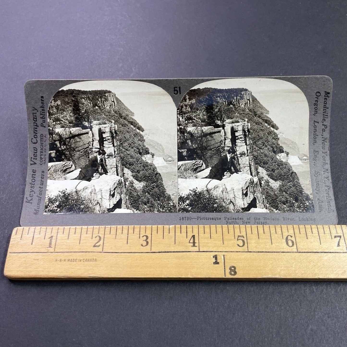 Antique 1920s Cliffs Over Hudson River New Jersey Stereoview Photo Card P3709