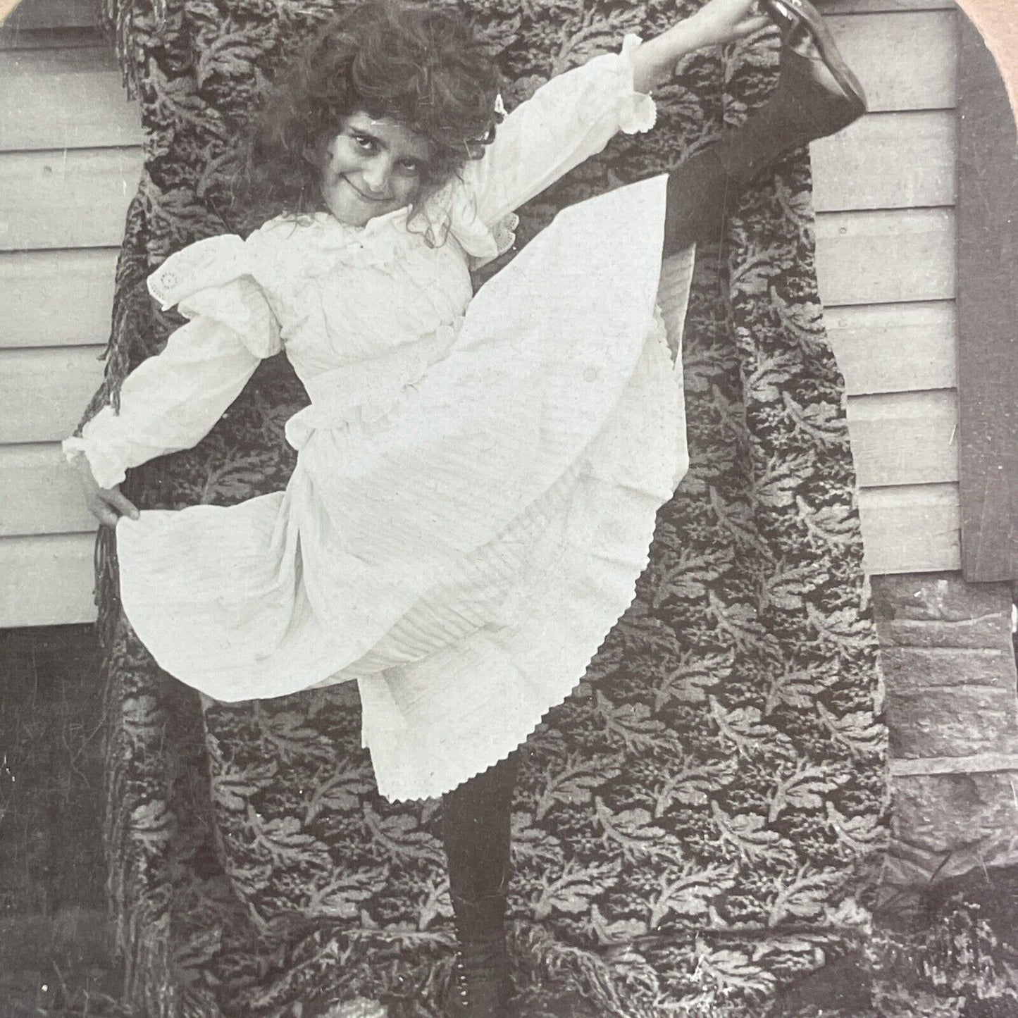 Girl Does a High Kick Ballet Dance Stereoview B.L. Singley Antique c1894 Y1372