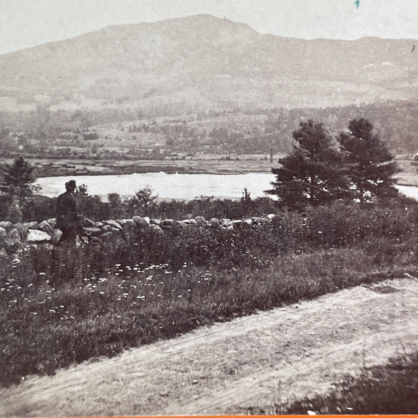 Perkins Pond Troy New Hampshire Stereoview J.A. French Antique c1870s Y874