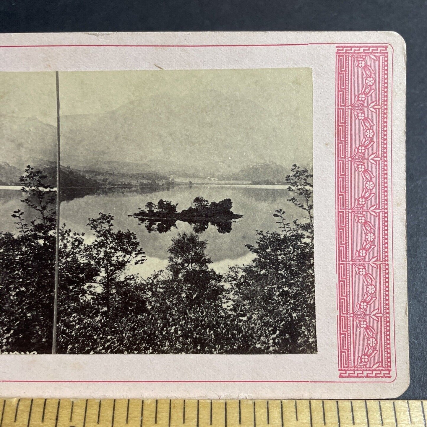 Antique 1870s Loch Achray & Ben Venue Scotland Stereoview Photo Card P4228