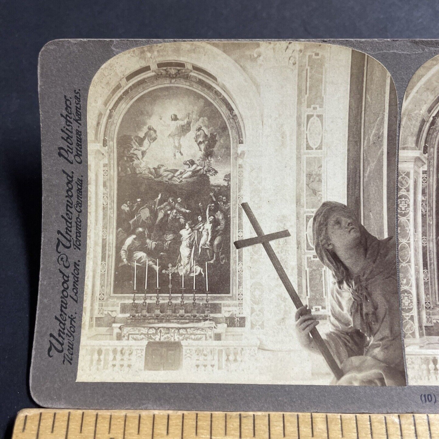 Antique 1897 Inside St. Peters Church Rome Italy Stereoview Photo Card P5515