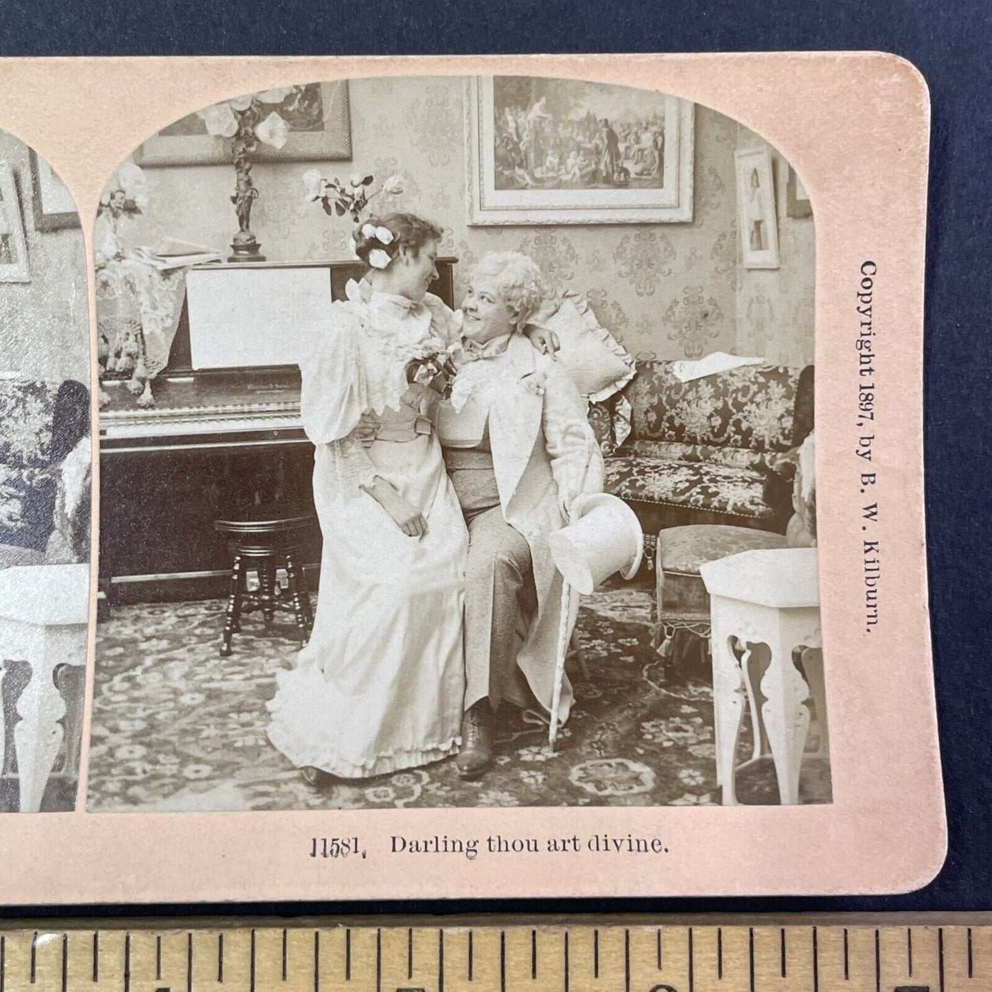 Two Women in Victorian Era Falling in Love Stereoview Antique c1897 Y1797