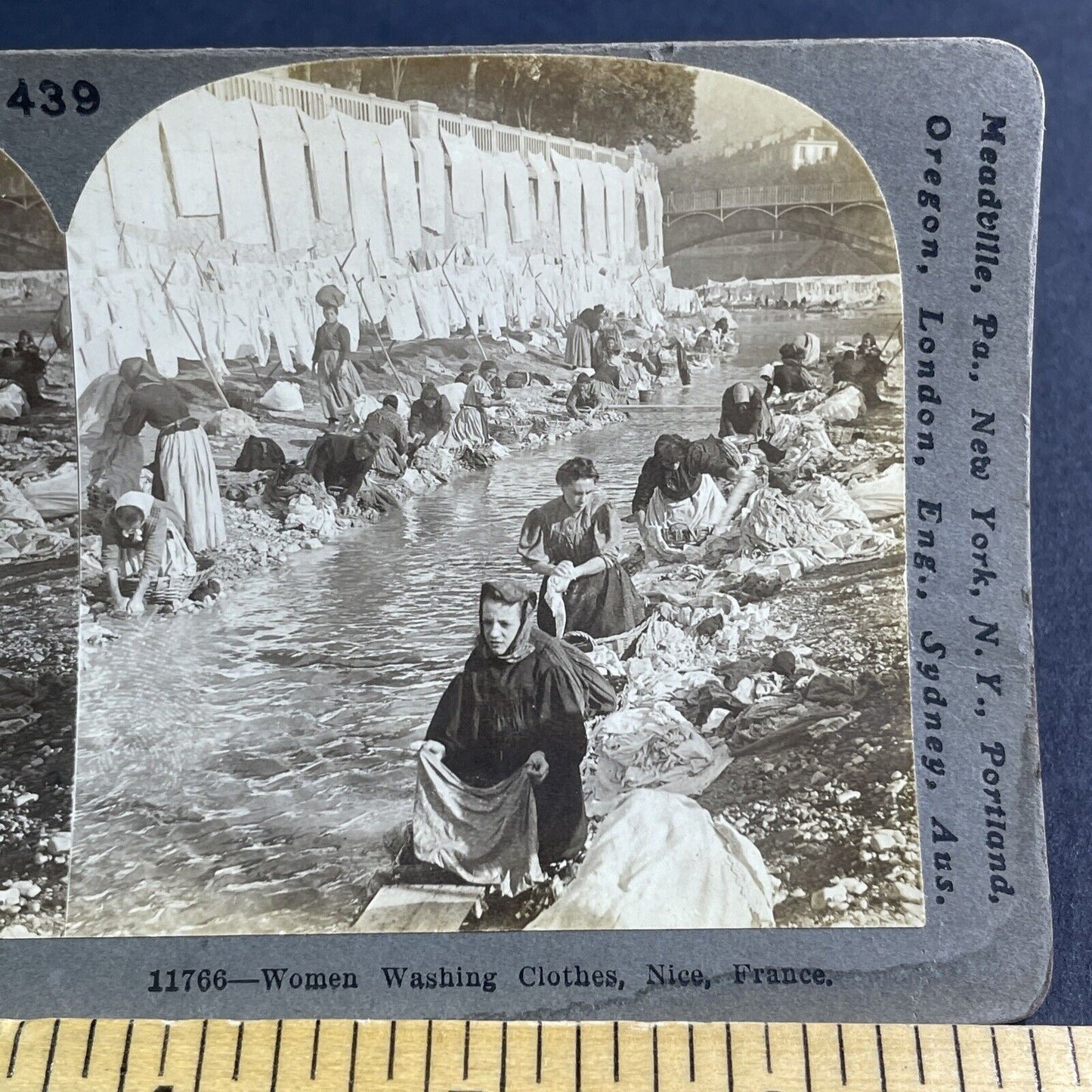 Antique 1900 Women Washing Clothes Nice France Stereoview Photo Card P2159